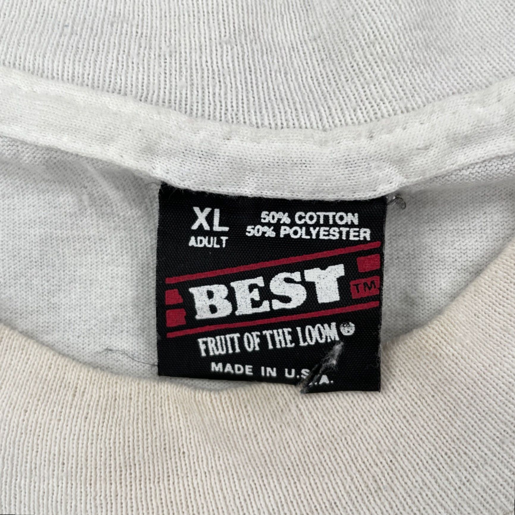 Fruit Of The Loom VINTAGE Fruit of the Loom XL White Single Stitch T Shirt Mens USA Crew Neck Short Sleeve 100% Cotton Size US XL / EU 56 / 4 - 7 Thumbnail