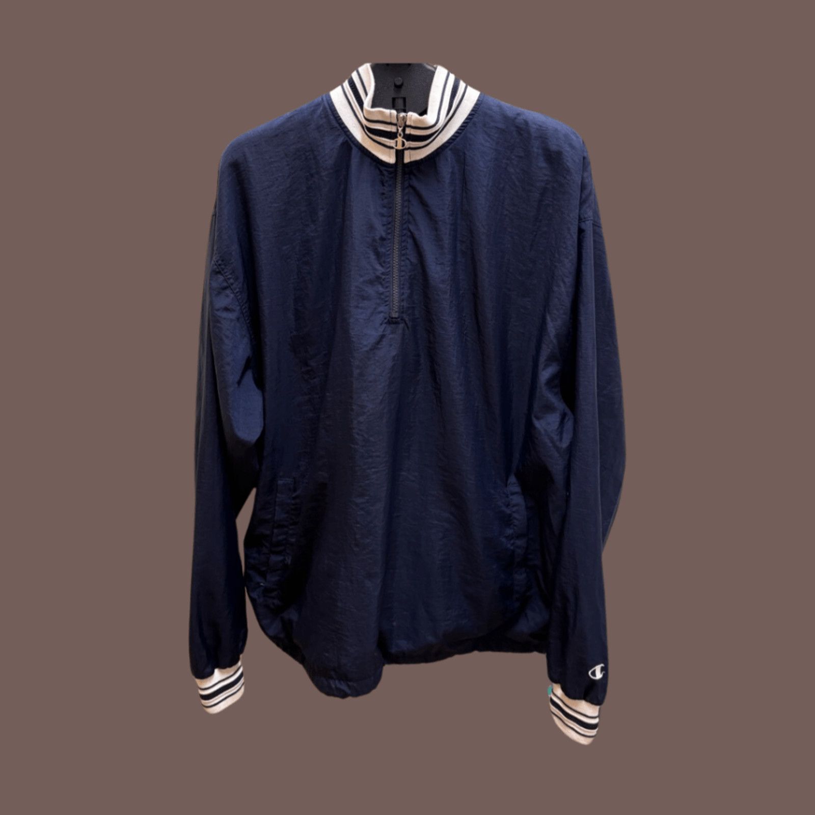 Champion × Vintage VTG Champion Pullover | Navy Half-Zip Logo XL 90s Streetwear Size US XL / EU 56 / 4 - 1 Thumbnail