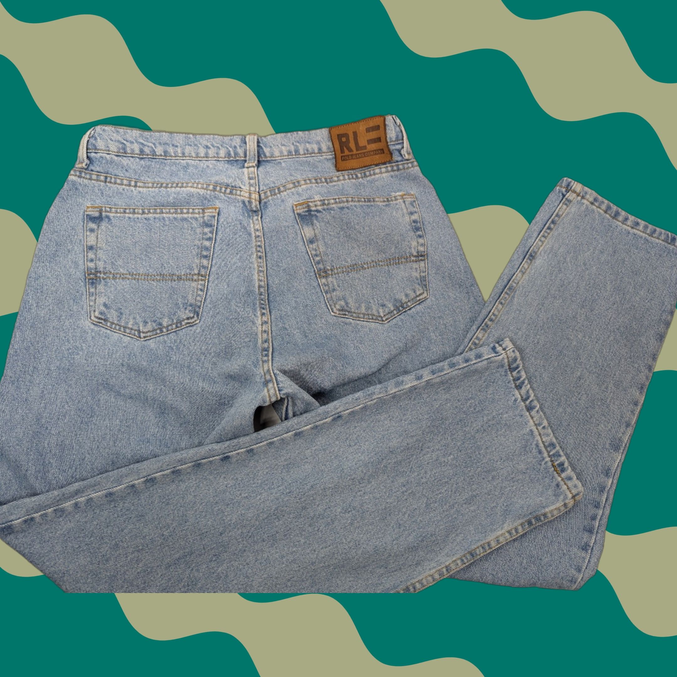 Polo Ralph Lauren VINTAGE Polo Ralph Lauren Polo Jeans Co Jeans Men's 34X32 Relaxed Light Blue Cotton Denim Slim/Relaxed Fit 5-Pocket Logo Size US S / EU 44-46 / 1 - 1 Thumbnail