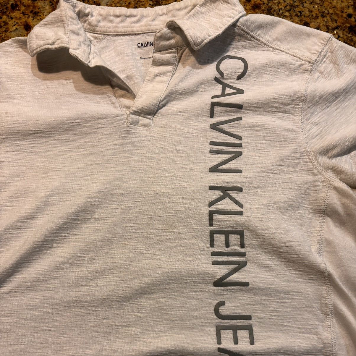 Calvin Klein Calvin Klein Jeans White Polo Tee – Small – Vertical Logo Size US S / EU 44-46 / 1 - 2 Thumbnail