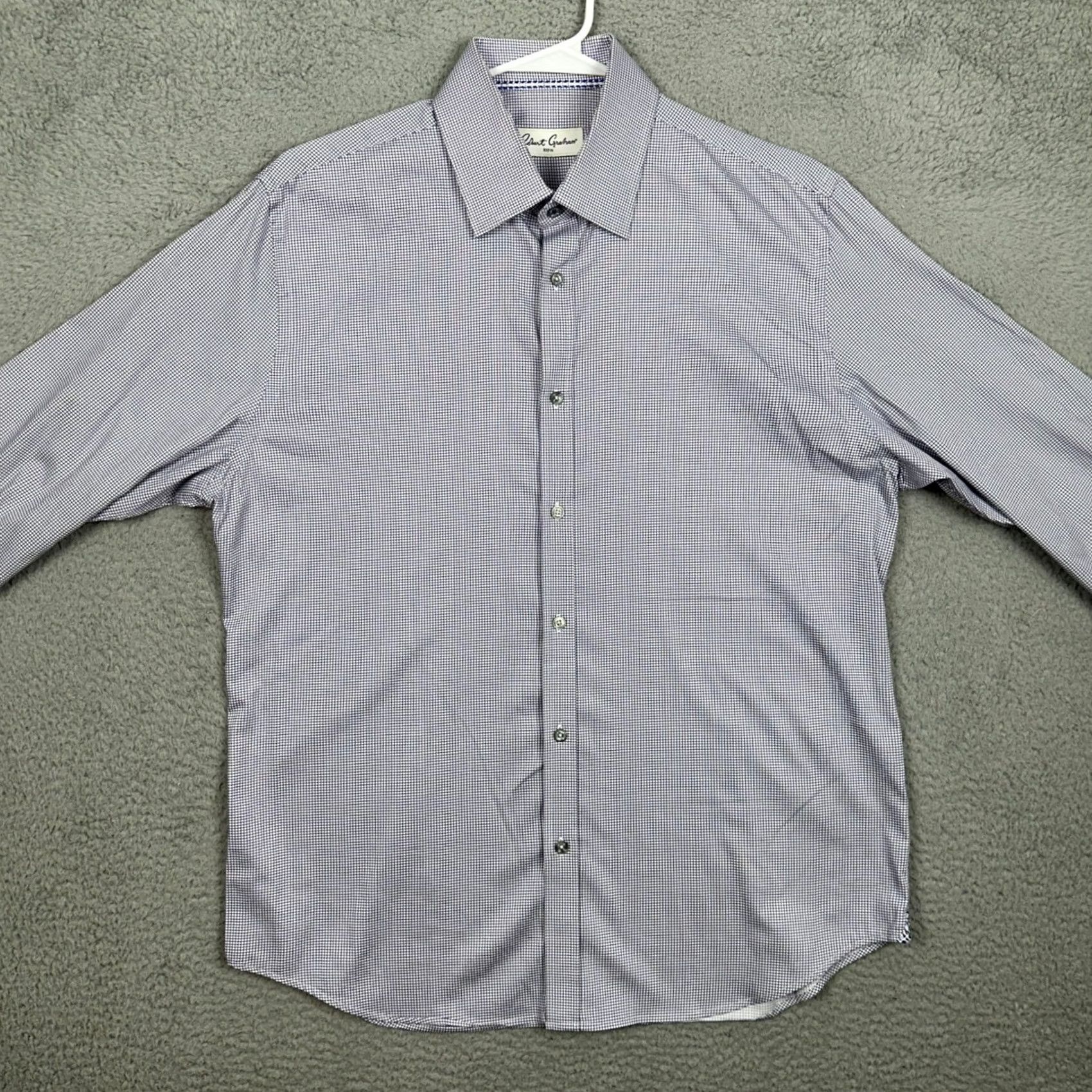 Robert Graham VINTAGE Robert Graham Shirt Mens 42 Button-Up Geometric Long Sleeve Purple White Tailored, Preppy, Business Mens Size US XL / EU 56 / 4 - 3 Thumbnail