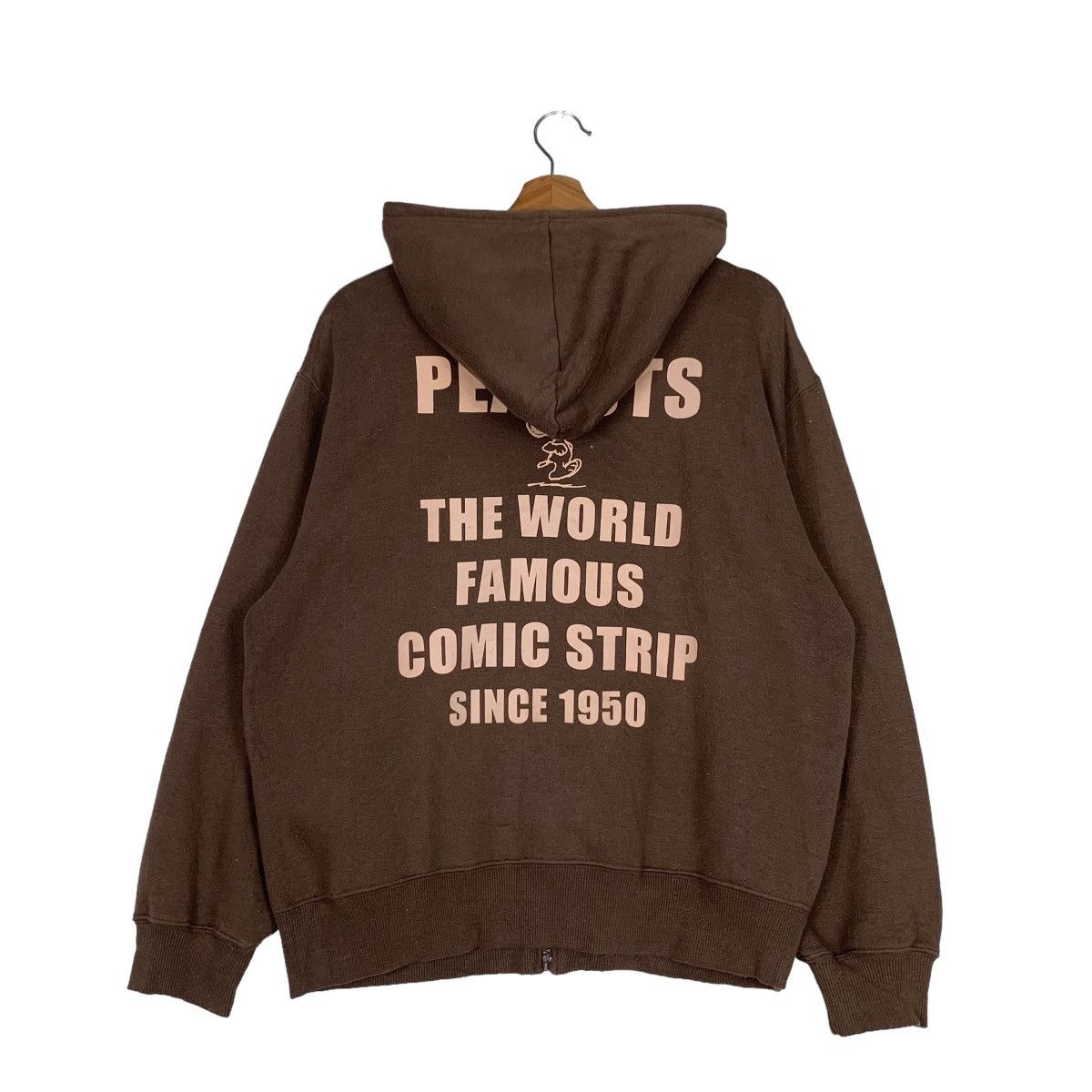 Cartoon Network PEANUTS SNOOPY Big Logo Zipper Brown Hoodies #0733-C33 Size US M / EU 48-50 / 2 - 8 Thumbnail