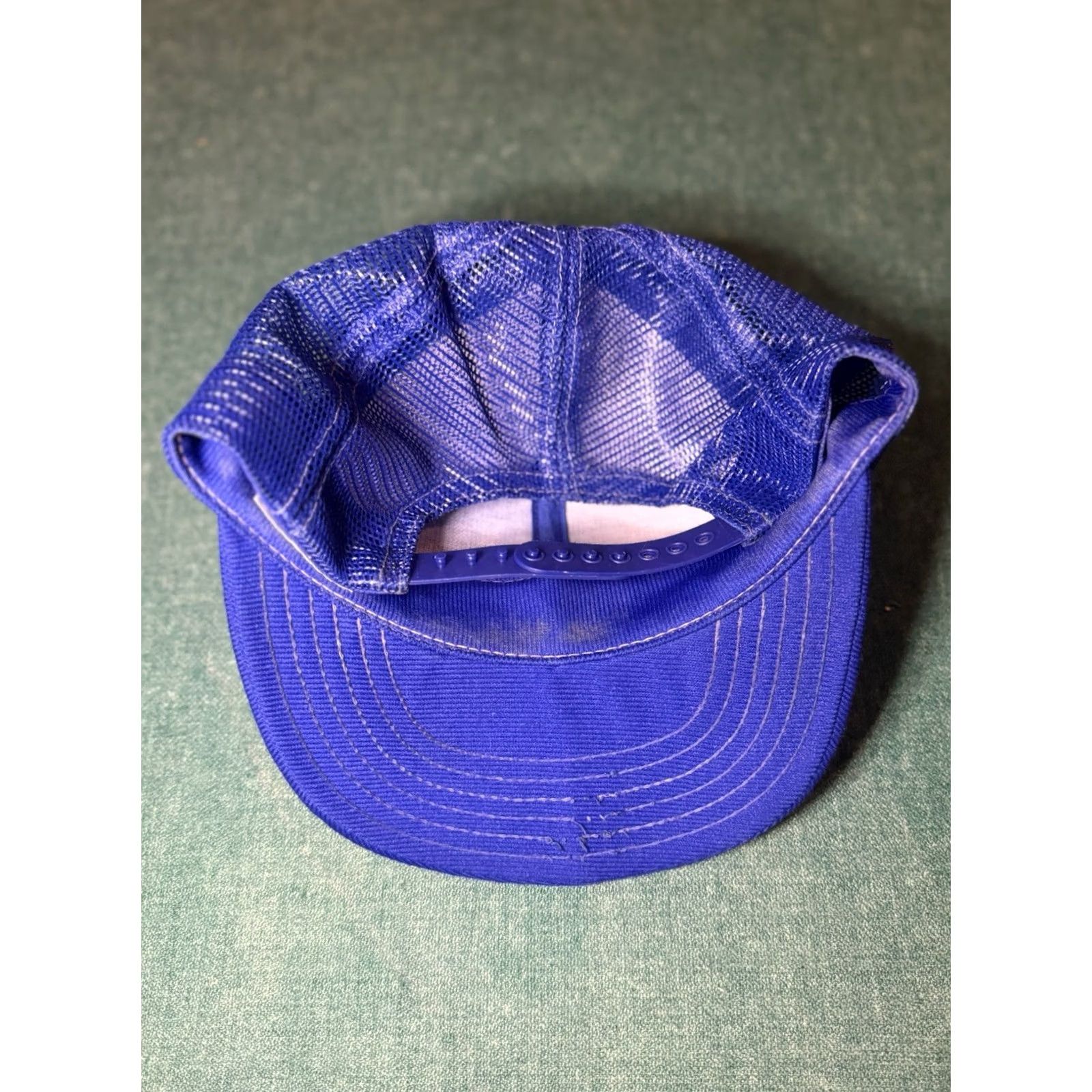 Vintage VINTAGE Snap-Back Trucker Hat Blue UV Protection Adjustable Men XS? No; remove unknown. Size ONE SIZE - 4 Thumbnail