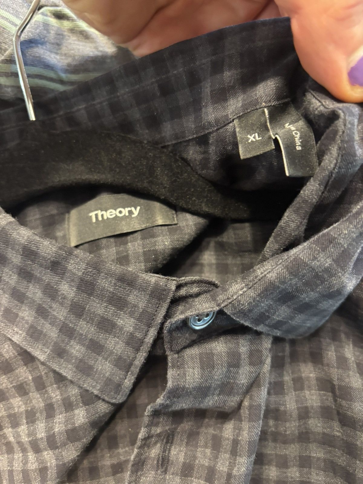 Theory Theory Plaid Black Button Up XL Barely Used Size US XL / EU 56 / 4 - 3 Thumbnail