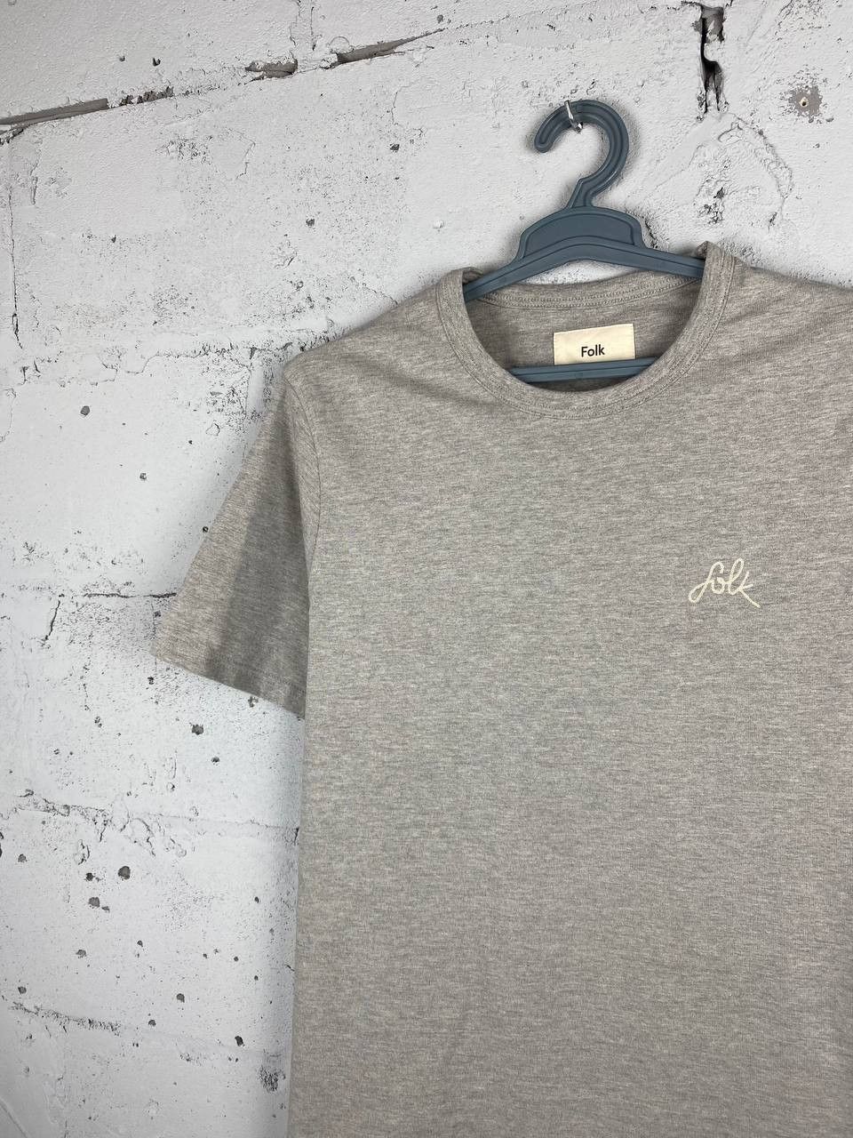 Designer × Folk Folk Grey Organic Men’s Embroidered Logo T Shirt Size L Size US L / EU 52-54 / 3 - 1 Thumbnail