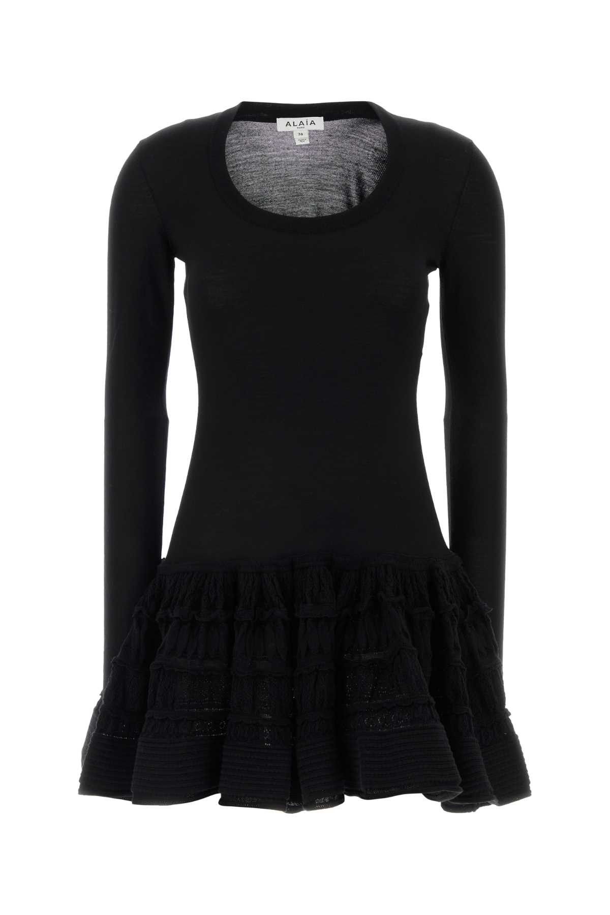 Alaia Black Stretch Wool Blend Mini Dress Size M / US 6-8 / IT 42-44 - 1 Thumbnail