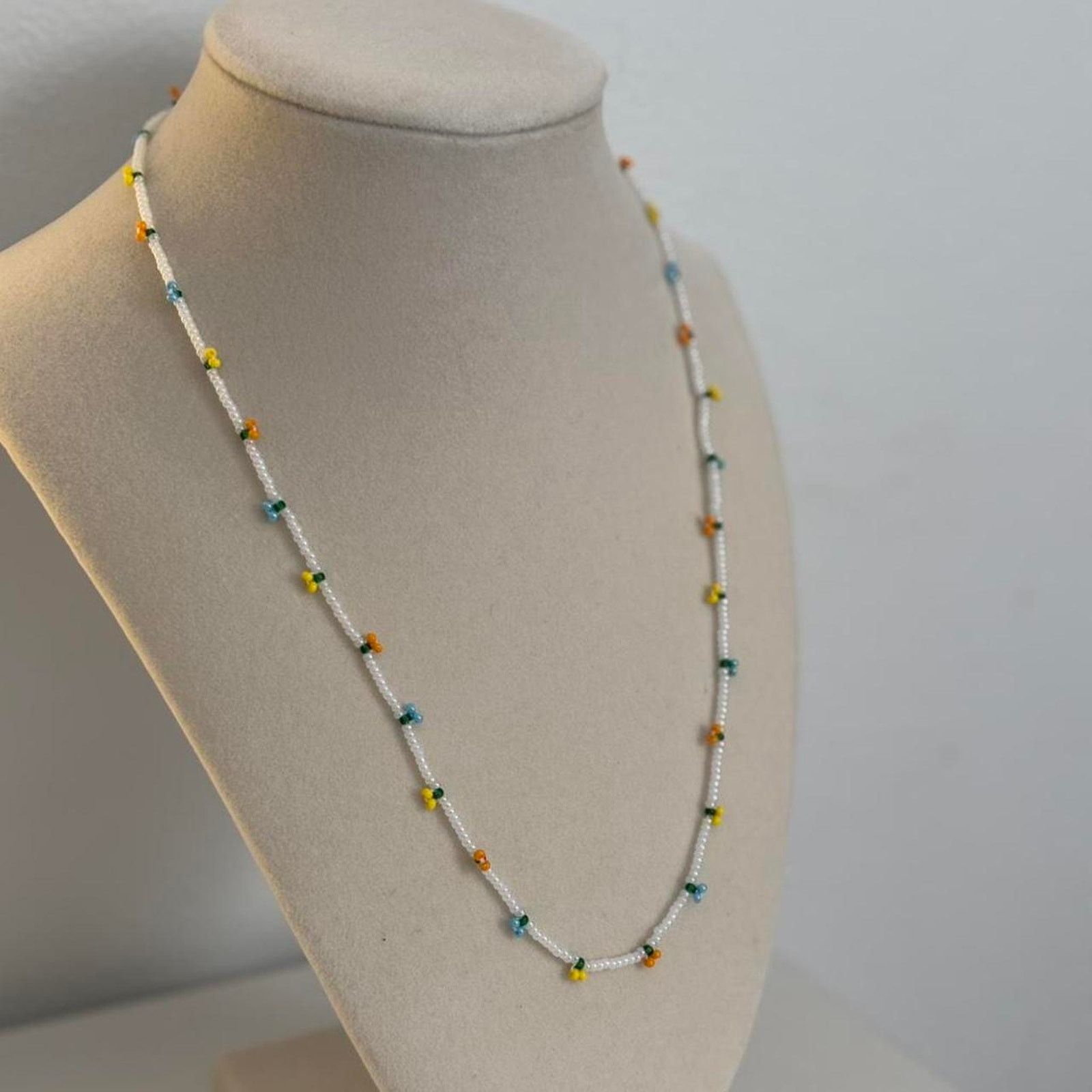 Other White Yellow Blue Beaded Necklace Handmade Colorful Size ONE SIZE - 2 Thumbnail