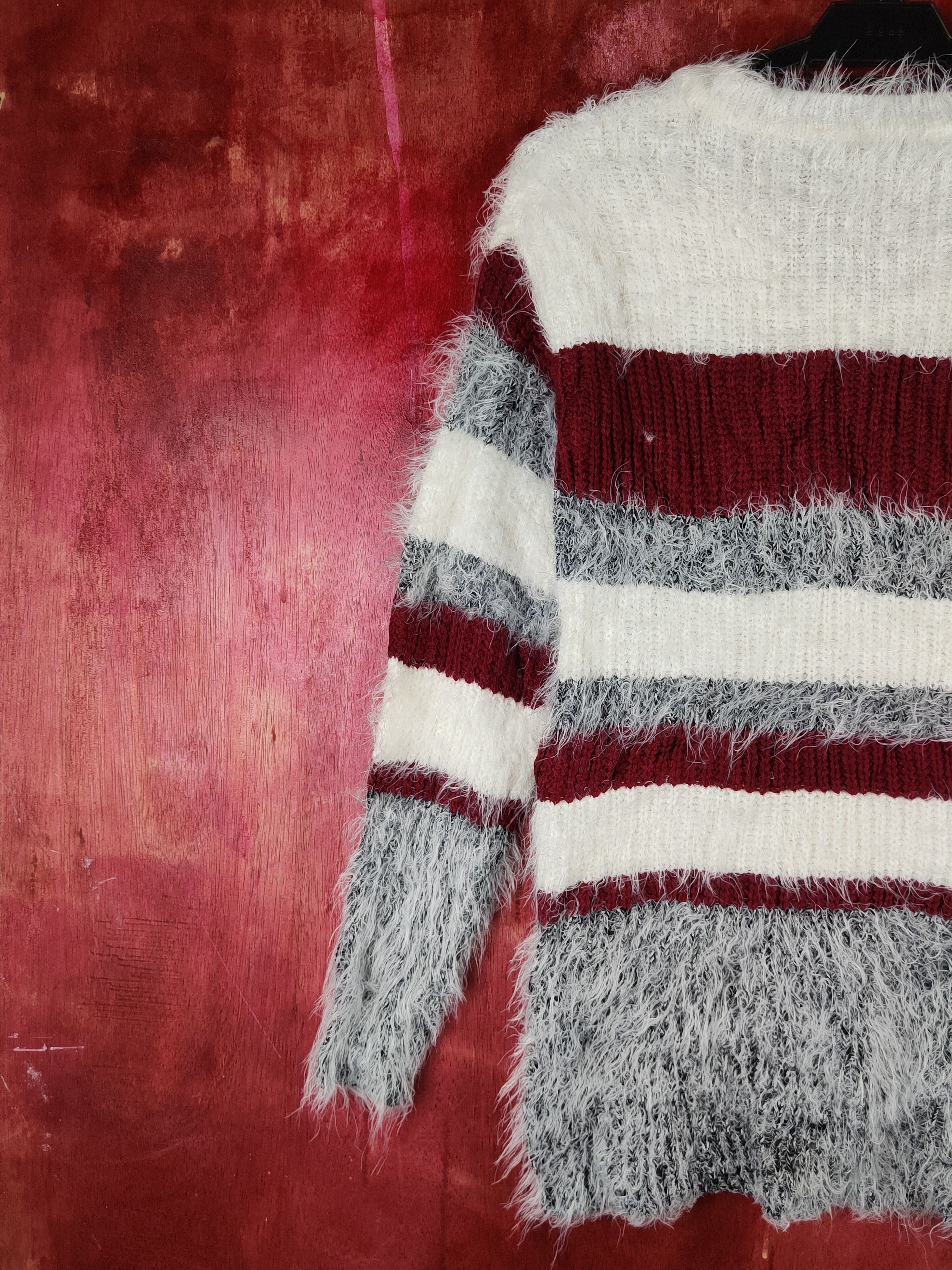 Vintage Ingni Gray Cream Shag Shaggy Fur Mohair Knitwear #S2155 Size S / US 4 / IT 40 - 8 Thumbnail
