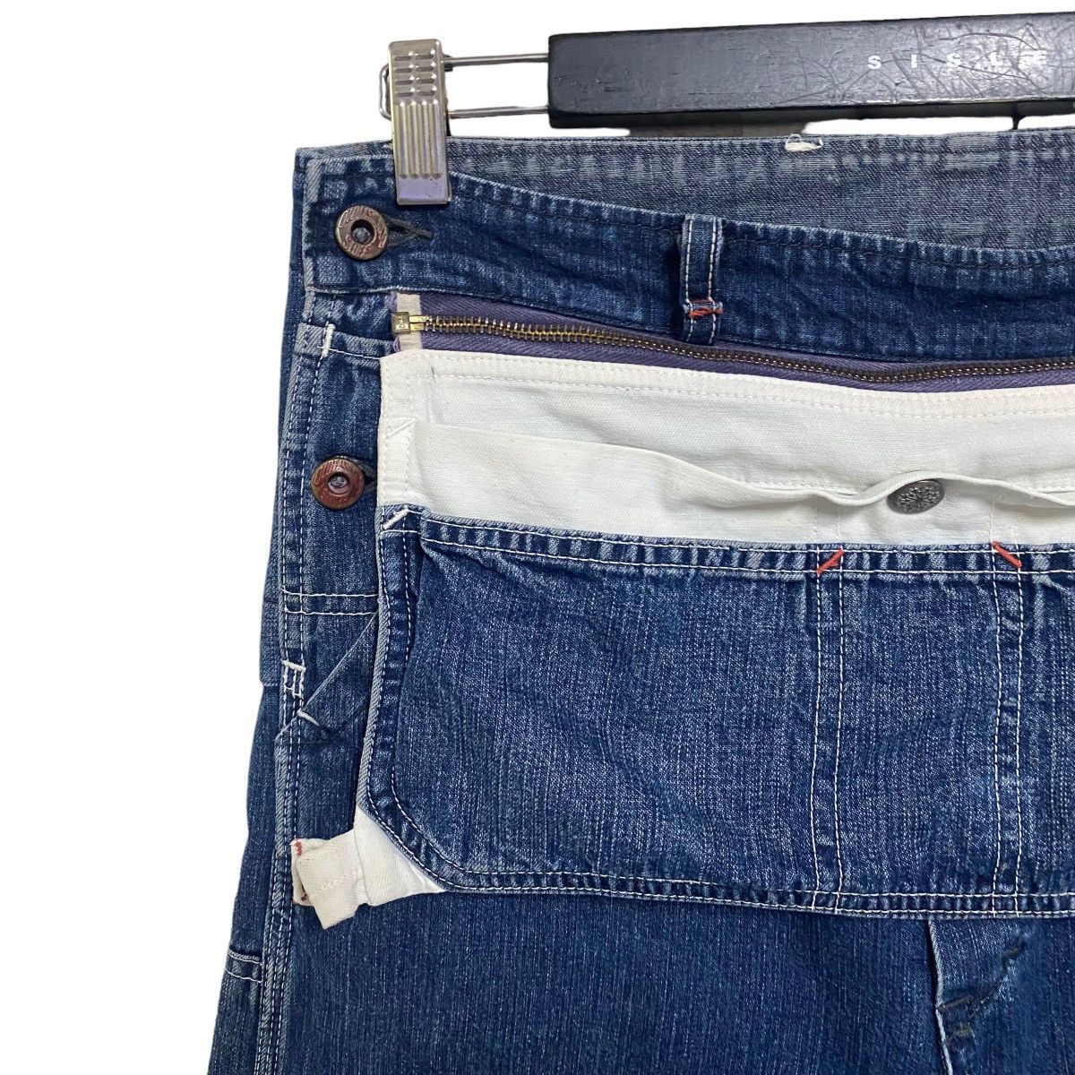 Japanese Brand Vintage Bartack Denim Work Pants Size US 31 - 22 Thumbnail