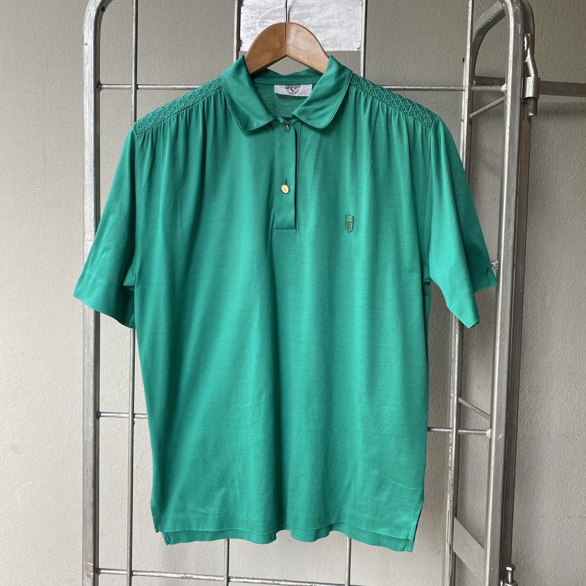 Valentino Varentino garavanl Green Pleated Shoulder Polo Shirt Size M / US 6-8 / IT 42-44 - 1 Thumbnail