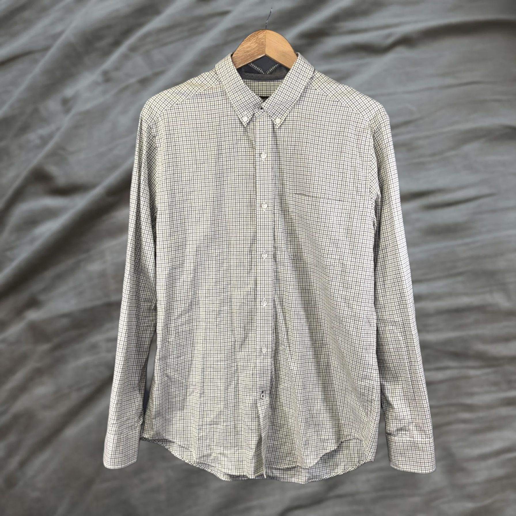 J.McLaughlin J. McLaughlin Shirt Mens Medium White Green Check Button-Down Cotton Casual Size US M / EU 48-50 / 2 - 1 Thumbnail