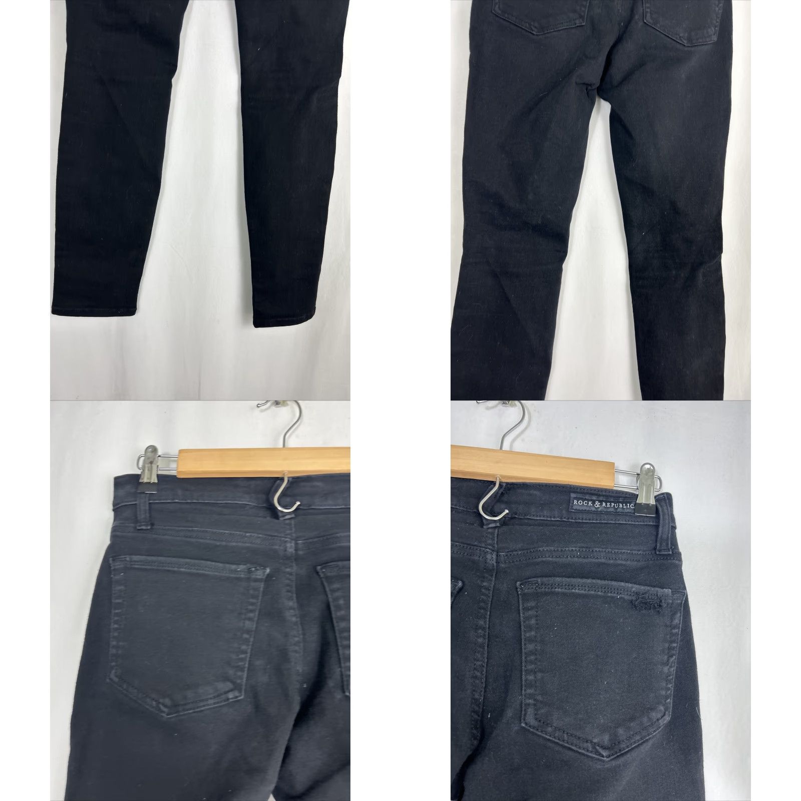 Vintage Rock And Republic Berlin Jeans Black Distressed Womens 8 29x30 Ankle Size ONE SIZE - 8 Thumbnail