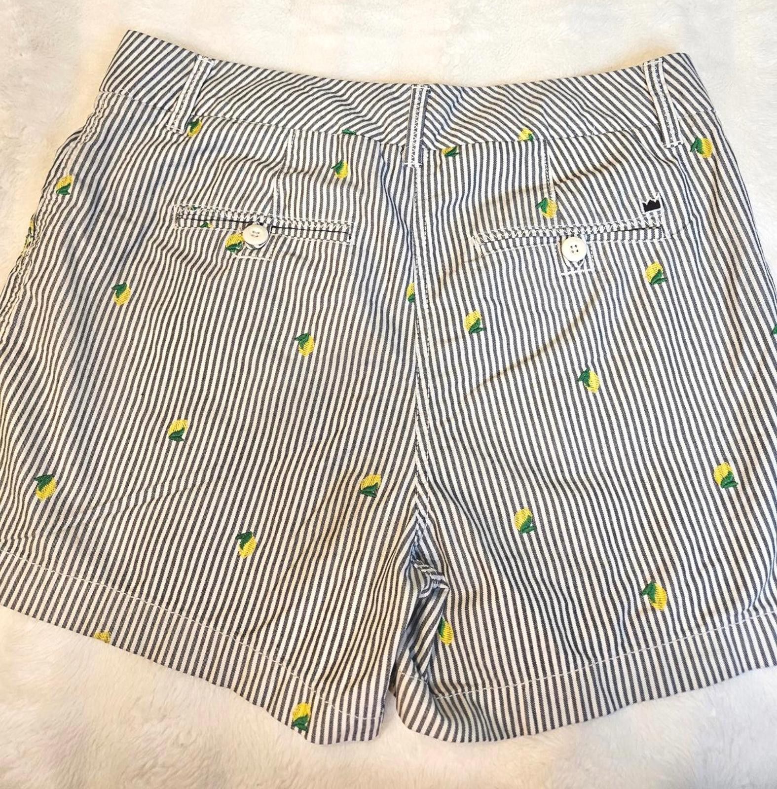 Designer Crown & Ivy Striped Shorts with Fruit Embroidery - Size 10 Size 32" / US 10 / IT 46 - 2 Thumbnail