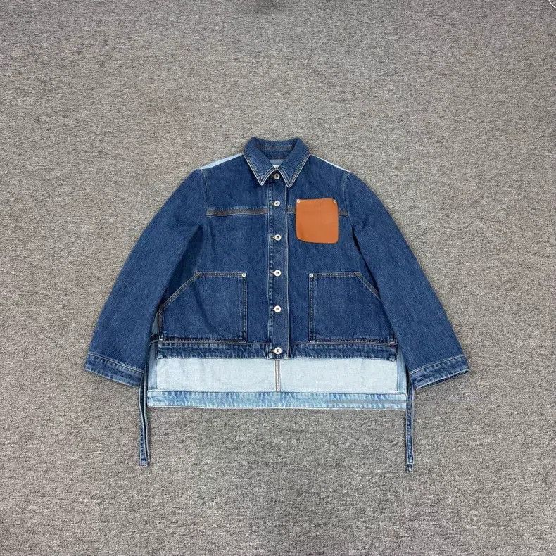 Loewe Loewe Logo Embossed Patchwork Denim Jacket with Front and Size XXS / US 00 / IT 34 - 2 Thumbnail