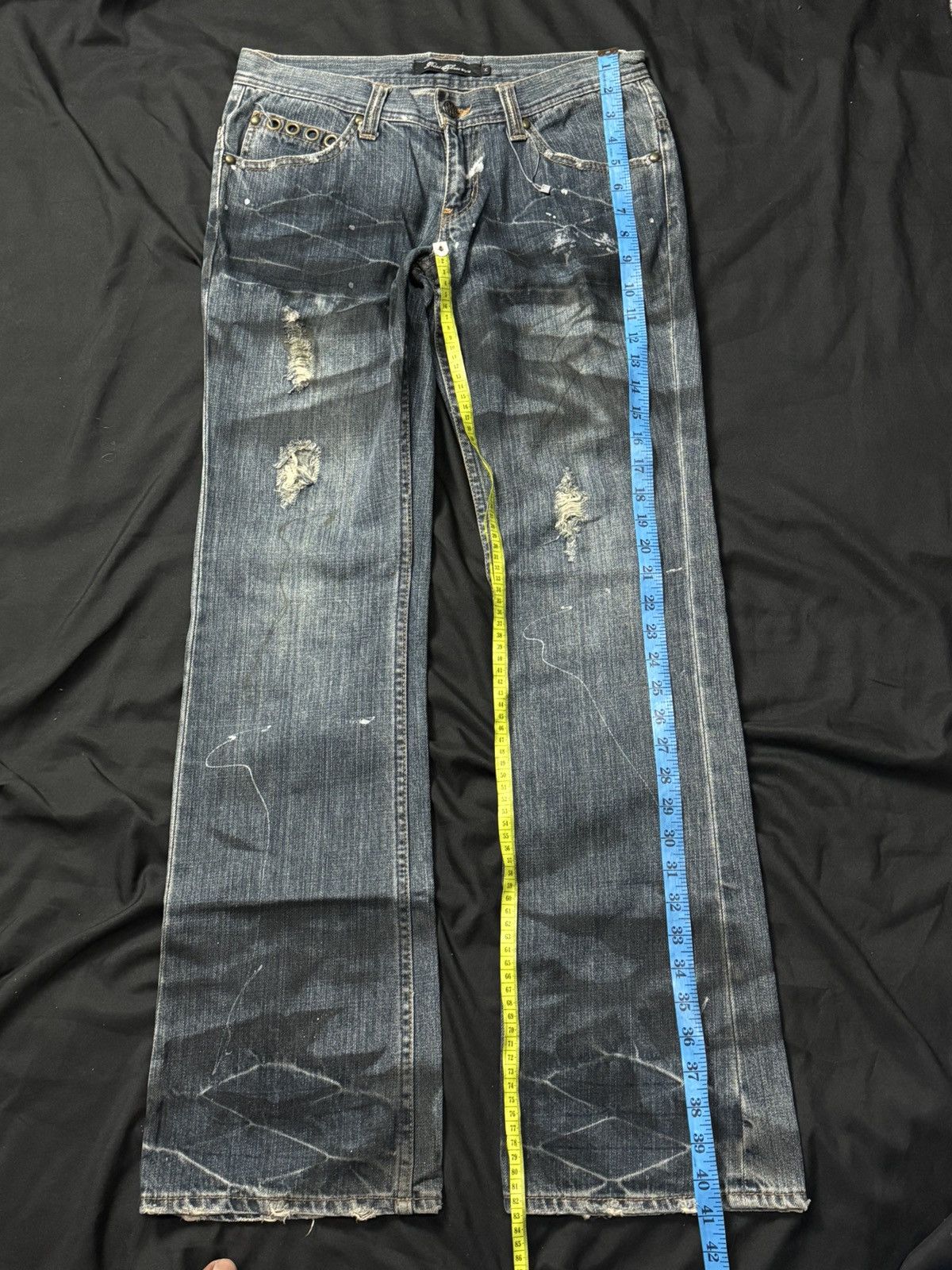 If Six Was Nine × Japanese Brand × Le Grande Bleu (L.G.B.) Flare Denim Pants Distressed Size US 29 - 3 Thumbnail
