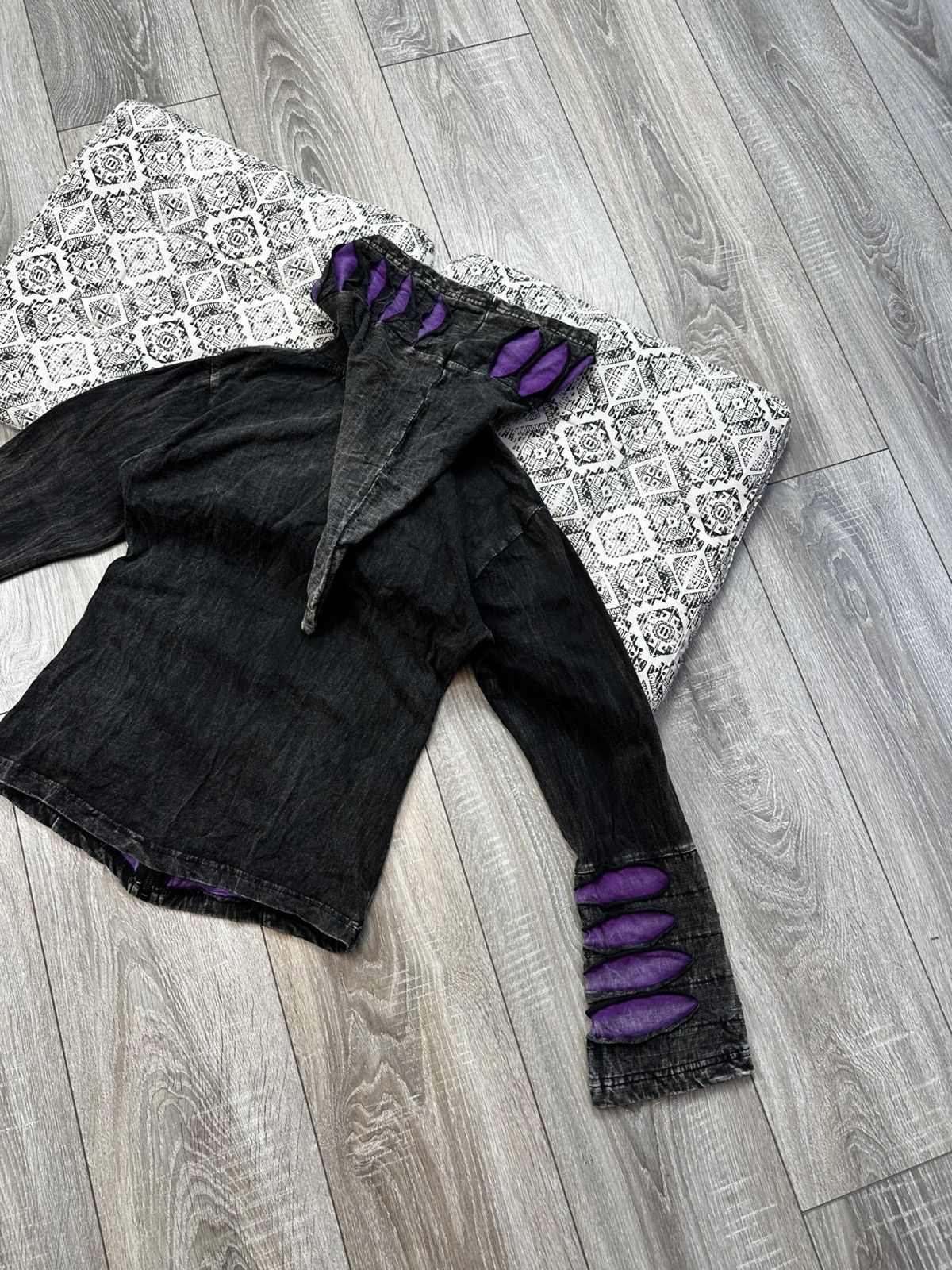 Fruit Of The Loom Boho Slashed Purple Goth Pointed Elf Hippie Goth Hoodie Size S / US 4 / IT 40 - 8 Thumbnail