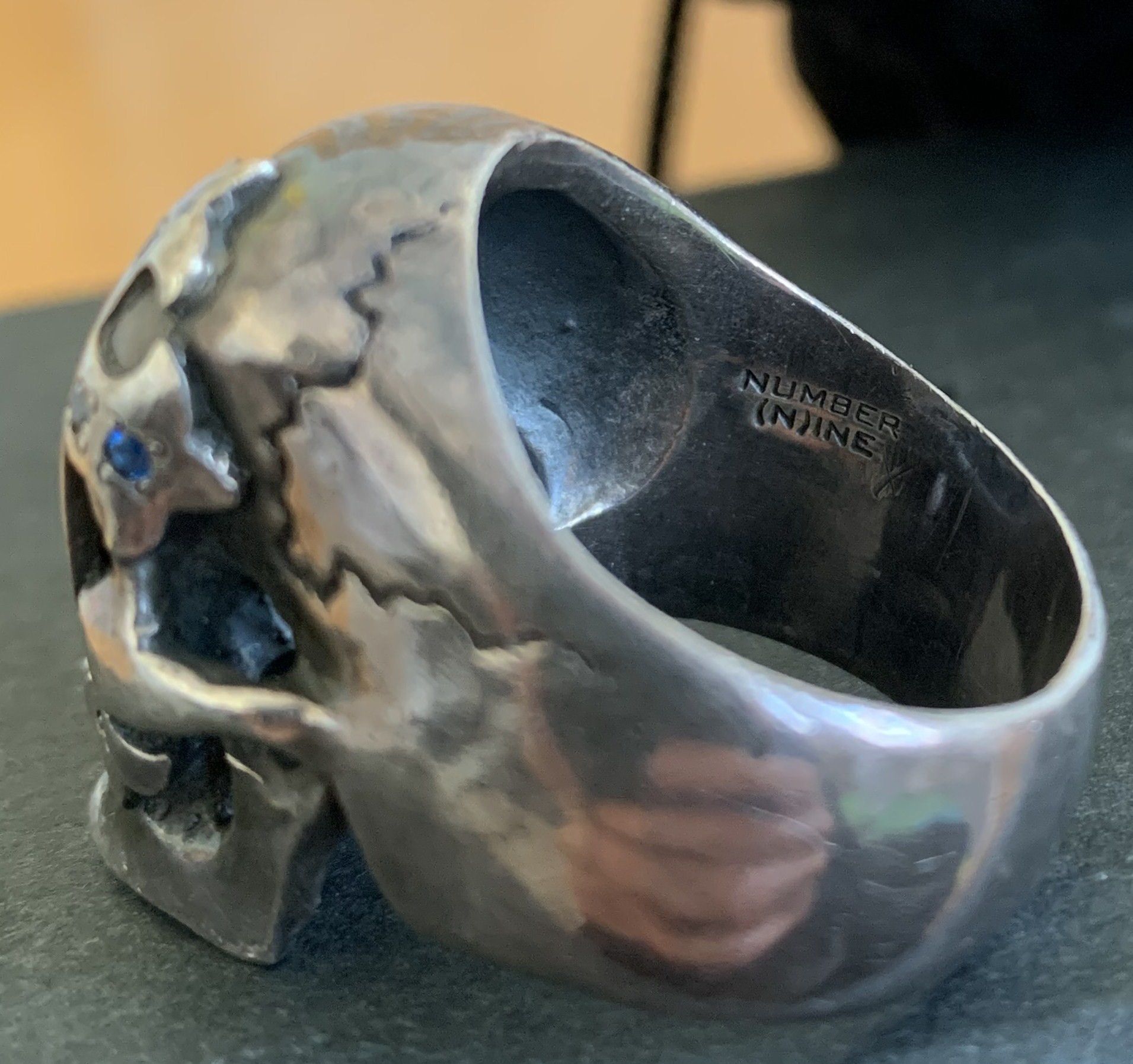 Number (N)ine SS05 "Nightcrawler" Bejeweled Silver Skull Ring w/ box Size ONE SIZE - 8 Thumbnail