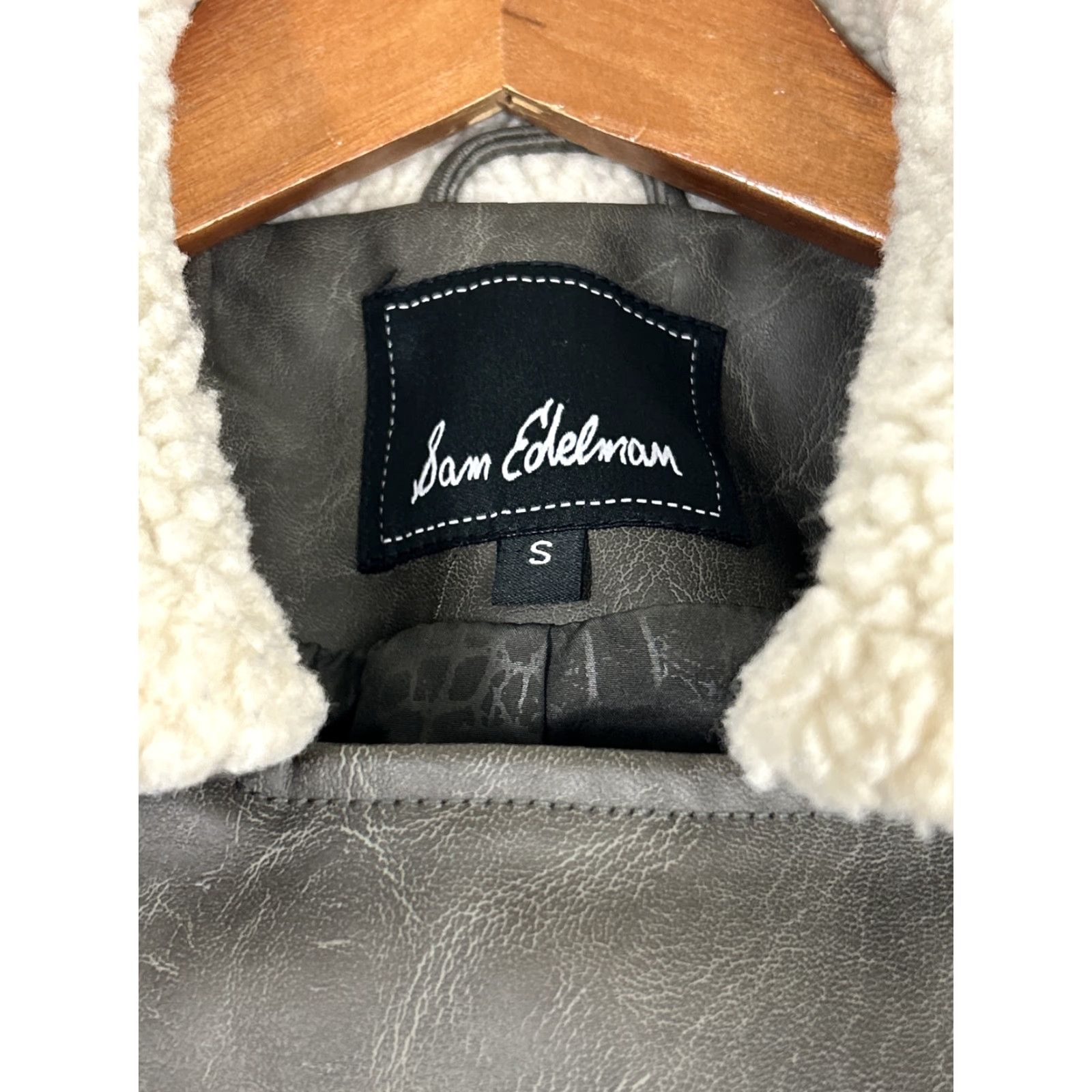 Sam Edelman Sam Edelman Moto Jacket With Sherpa Collar Vegan Faux Leather Womens Small Gray Size S / US 4 / IT 40 - 6 Thumbnail