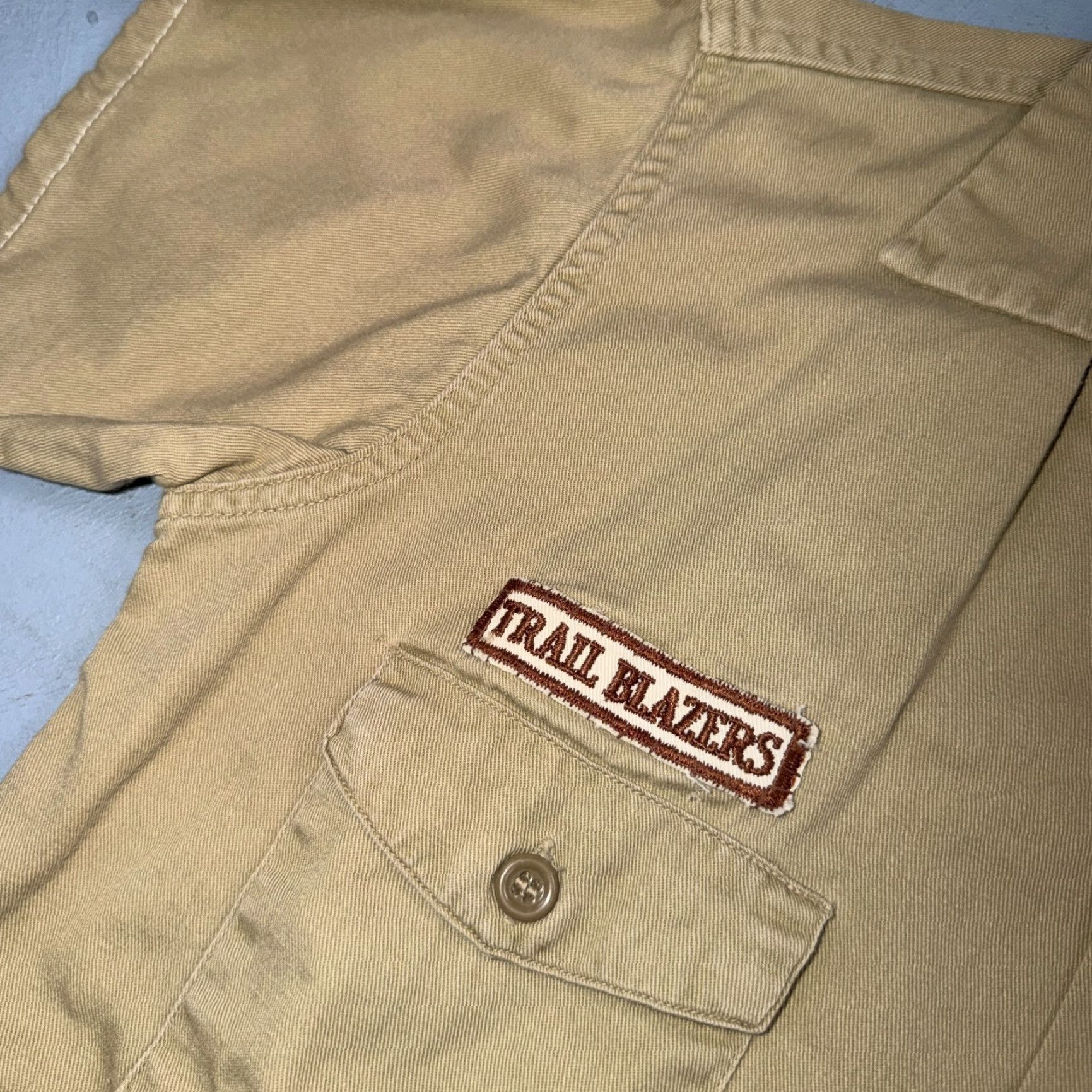 Vintage VINTAGE Big Mac Work Shirt Mens 50s 60s Cotton Tan Long Sleeve 1950s Patch Loop Collar Royal Rangers Size US XS / EU 42 / 0 - 7 Thumbnail