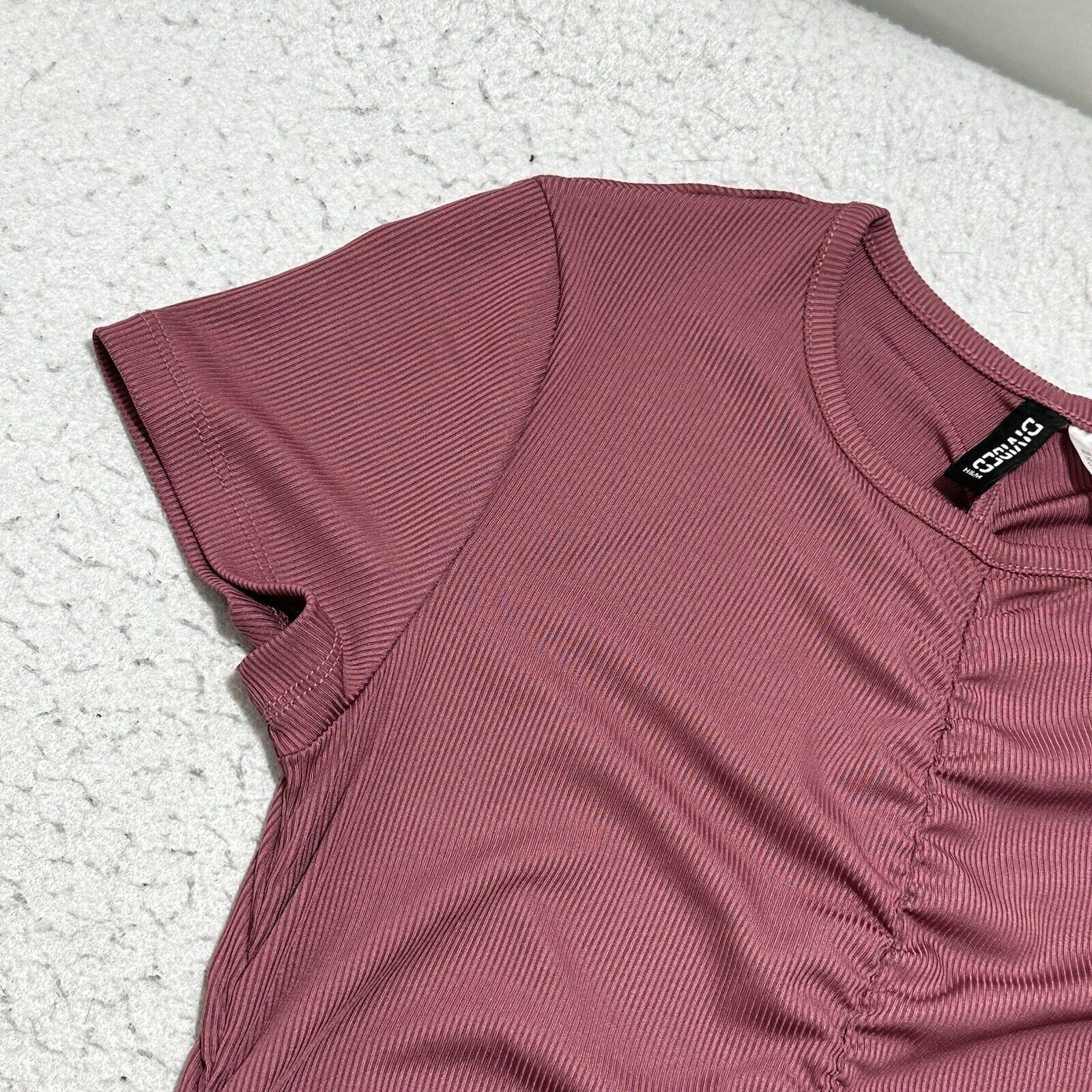 H&M H&M Divided Medium Purple Short Sleeve Ruched Mini Dress Size M / US 6-8 / IT 42-44 - 6 Thumbnail
