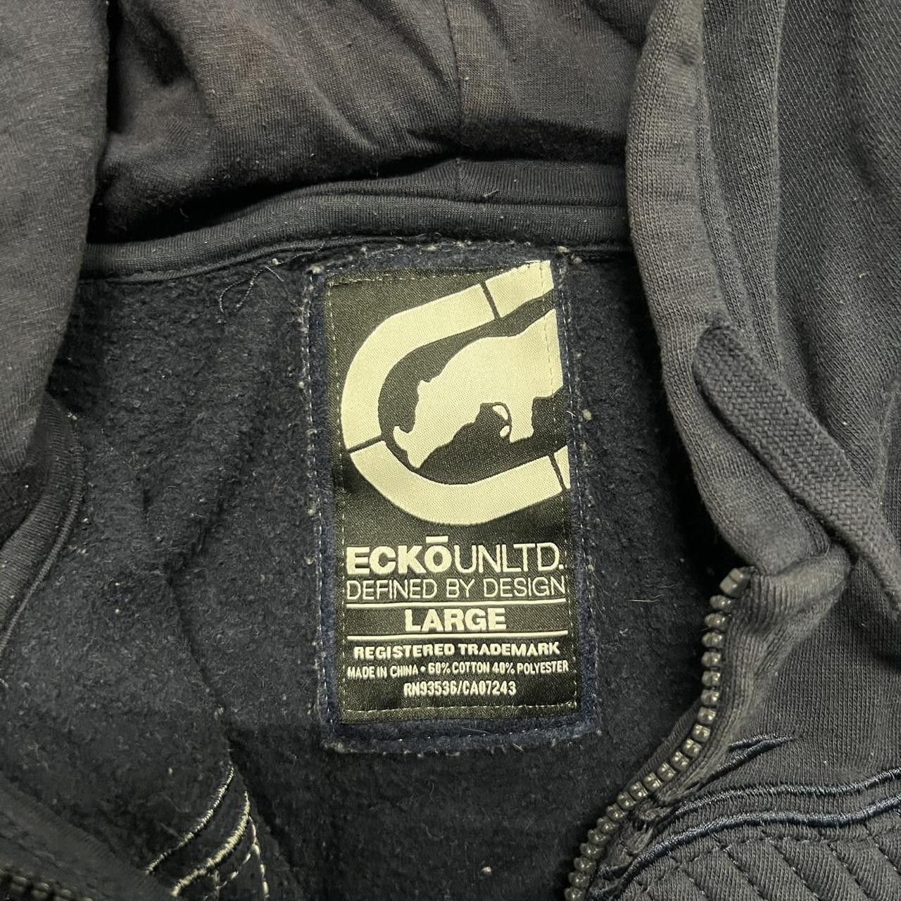 Ecko Unltd. Crazy Vintage Y2K/2000s Ecko Unltd Navy Blue Big Rhino Center Zipup Hoodie! Size US L / EU 52-54 / 3 - 4 Thumbnail