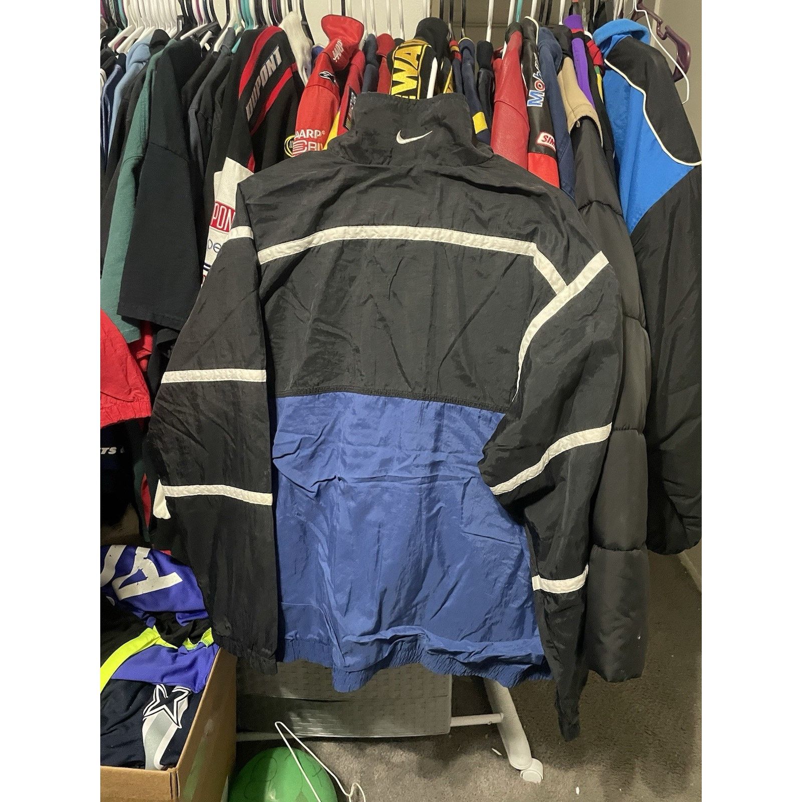 Nike Size M-VTG 90’s Nike Windbreaker Jacket Zip Black White Blue Size US M / EU 48-50 / 2 - 2 Thumbnail