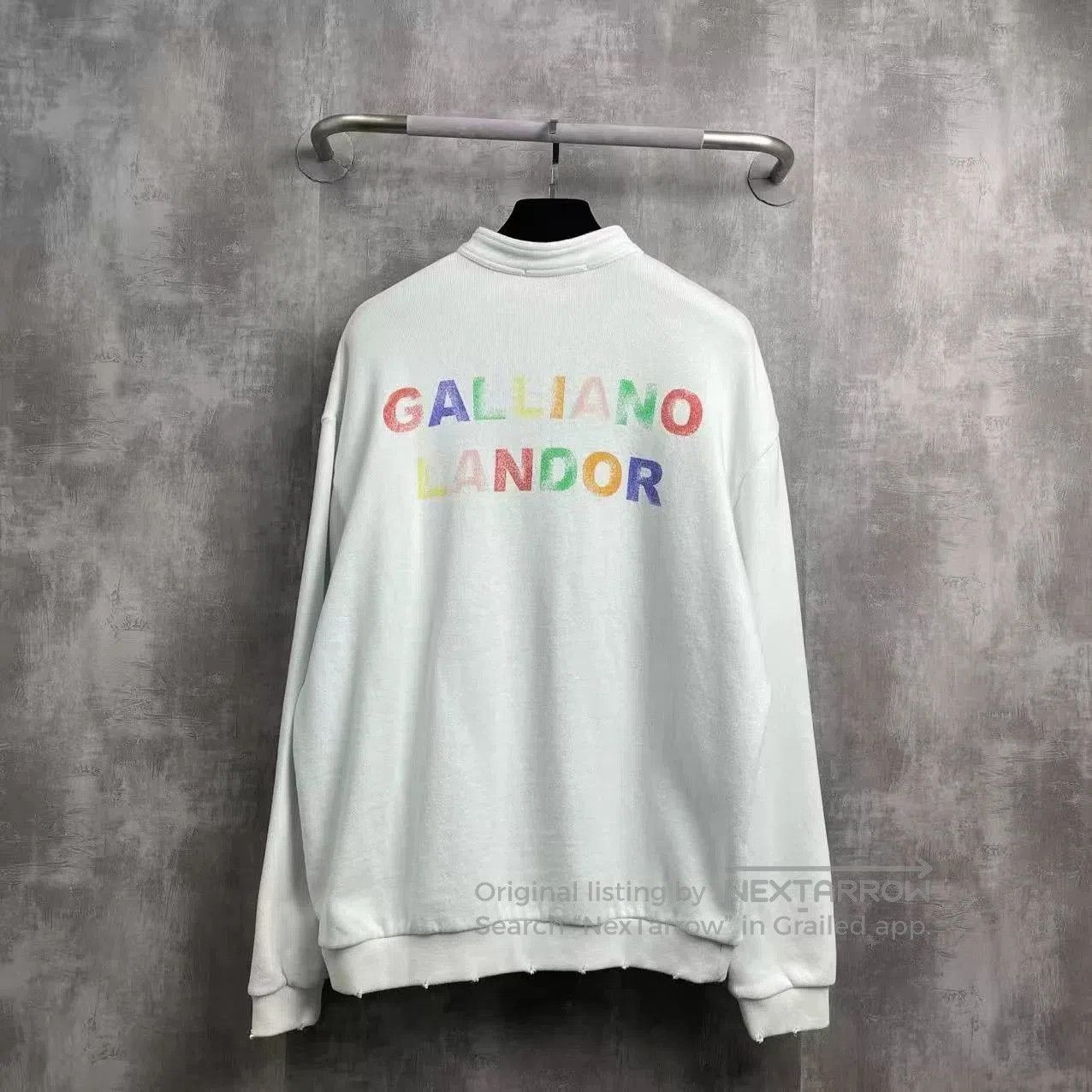John Galliano Galliano Landor Faded Rainbow Logo Sweatshirt. Size US L / EU 52-54 / 3 - 3 Thumbnail