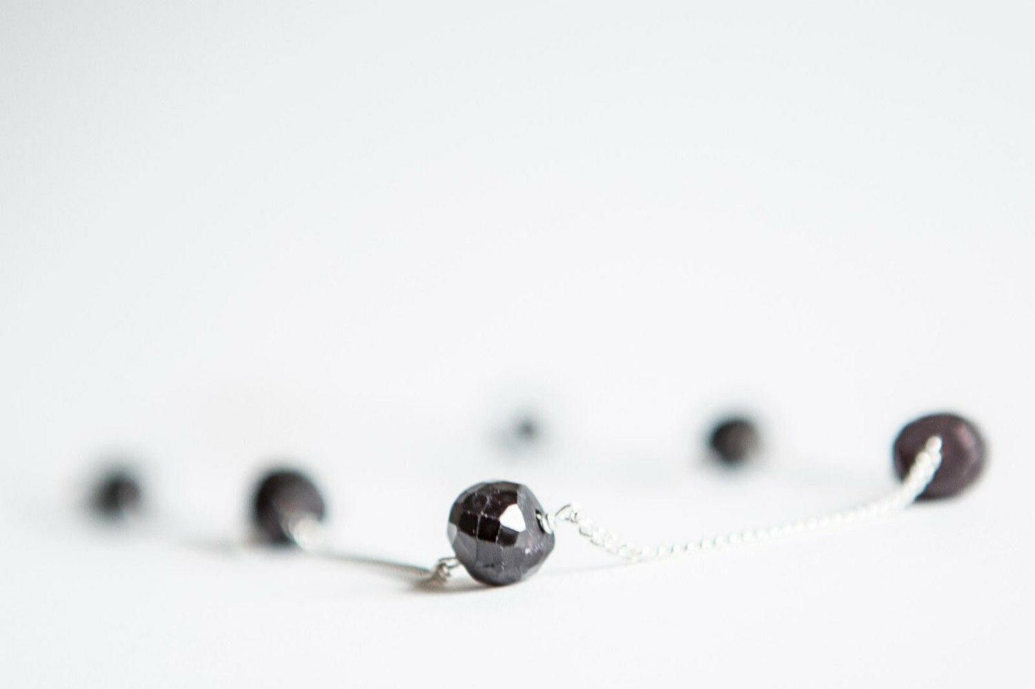 Designer Victorian Rose Cut Garnet Beaded Sterling Silver Necklace Size ONE SIZE - 3 Thumbnail