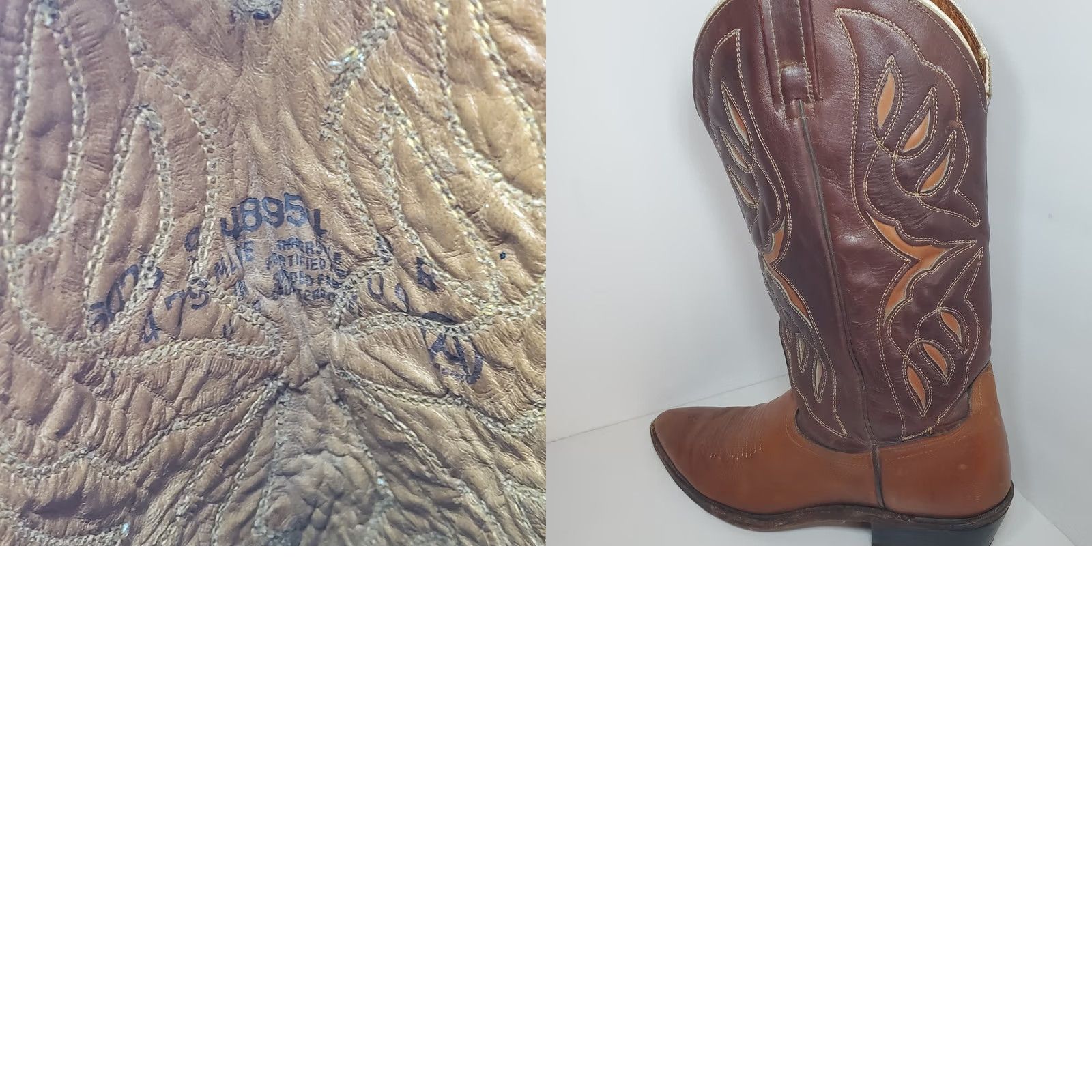 Vintage VINTAGE ACME Western Cowboy Boots Sz 8 Womens Brown Leather Butterfly Inlay Boots Women Cowboy 8 Brown Leather ACME Western Boots Women Size US 8 / IT 38 - 9 Thumbnail