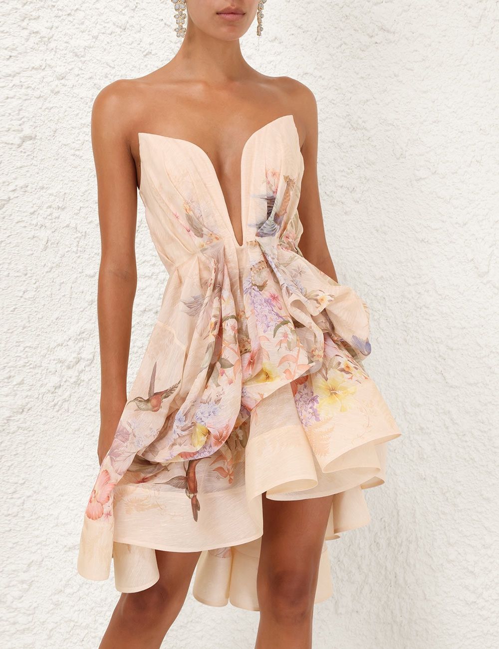 Zimmermann oc11z0226 Illuminate Draped Mini Dress In Multicolor Size L / US 10 / IT 46 - 2 Thumbnail