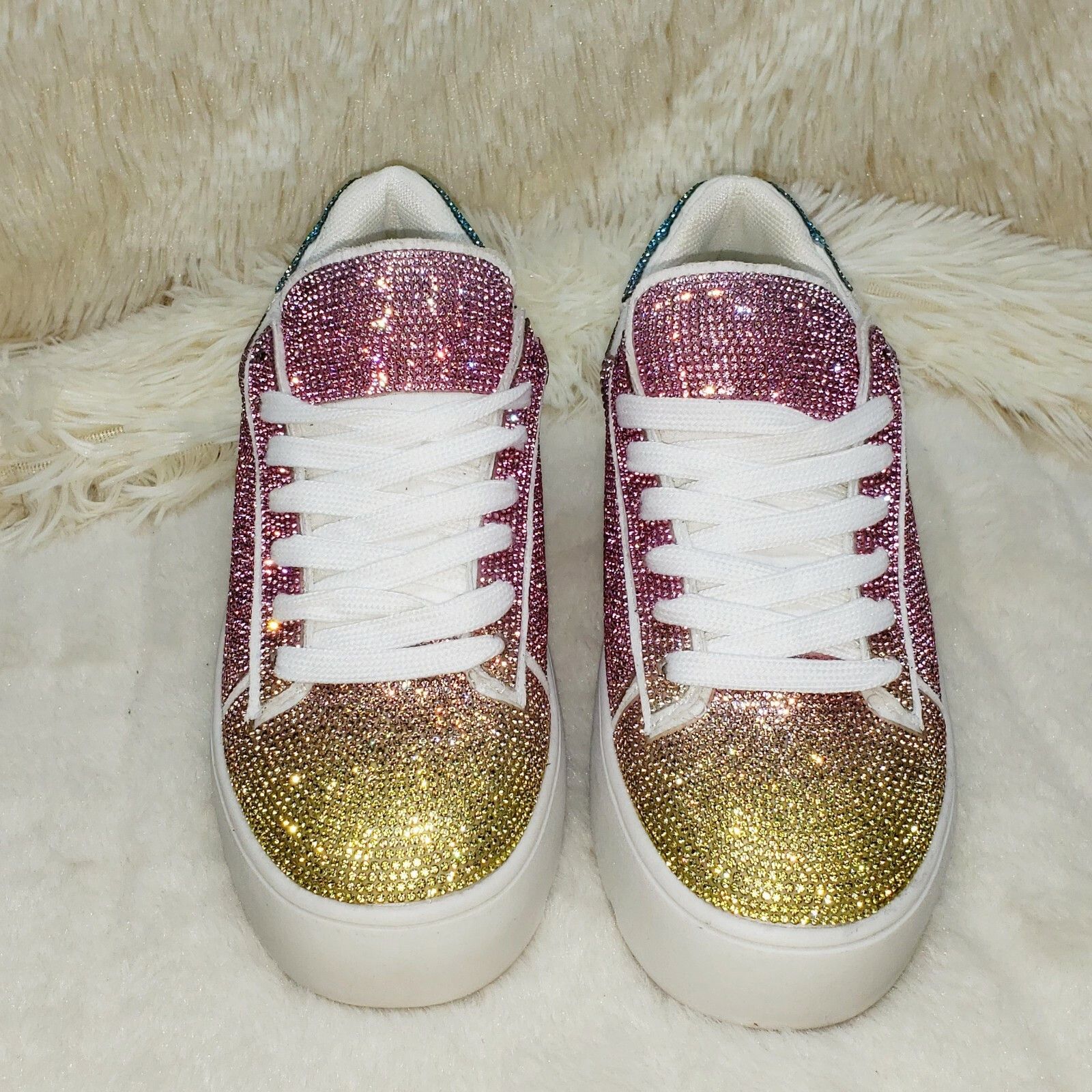 Other CR Diamond Queen Pastel Ombre Rhinestone Lace Up Platform Bl Size US 5 / IT 35 - 8 Thumbnail