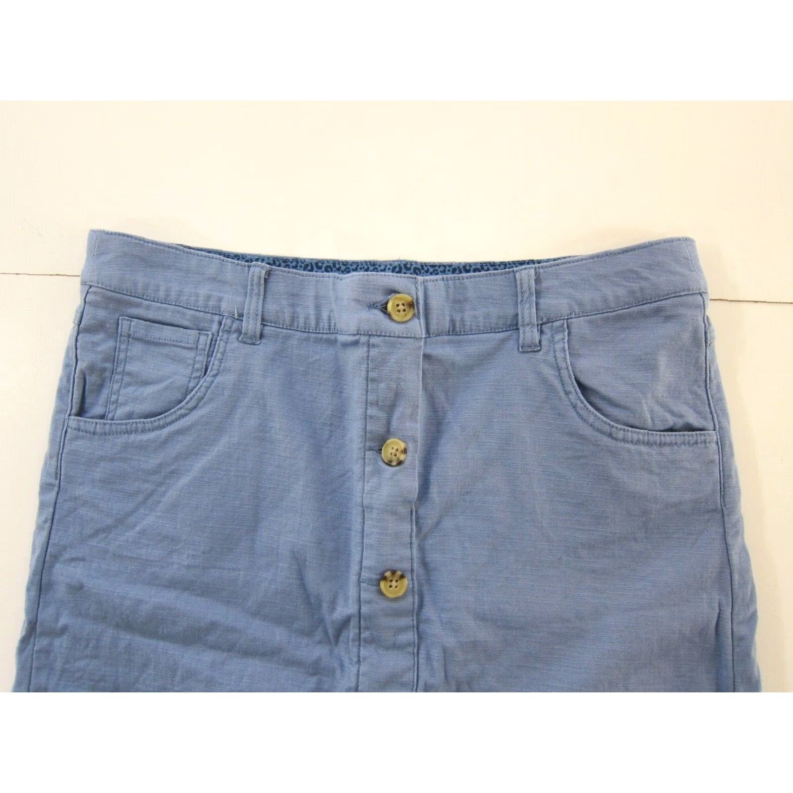 Vintage Intro Love The Fit Blue Cotton Stretch Button Pocket Skirt Skort Women 10 Size 32" / US 10 / IT 46 - 3 Thumbnail