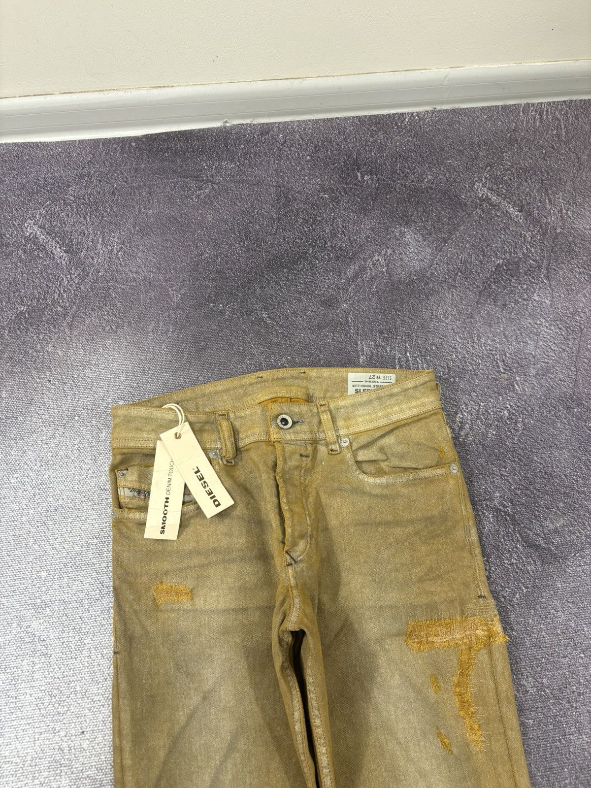 Diesel Diesel Sleenker Slim Skinny NWT Distressed Gold Pants Jeans Size US 27 - 5 Thumbnail