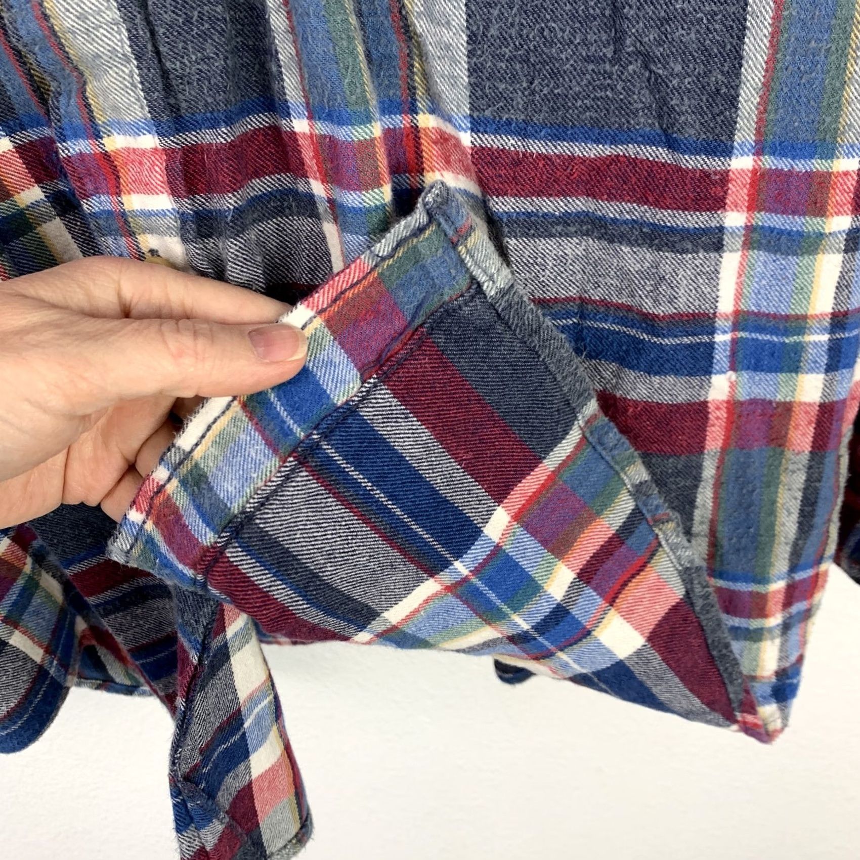 McGregor McGregor Button-Up Shirt Plaid Flannel Long Sleeve Cotton XL Men’s Regular Version Navy Red Blue White Chest Pocket Size US XL / EU 56 / 4 - 3 Thumbnail
