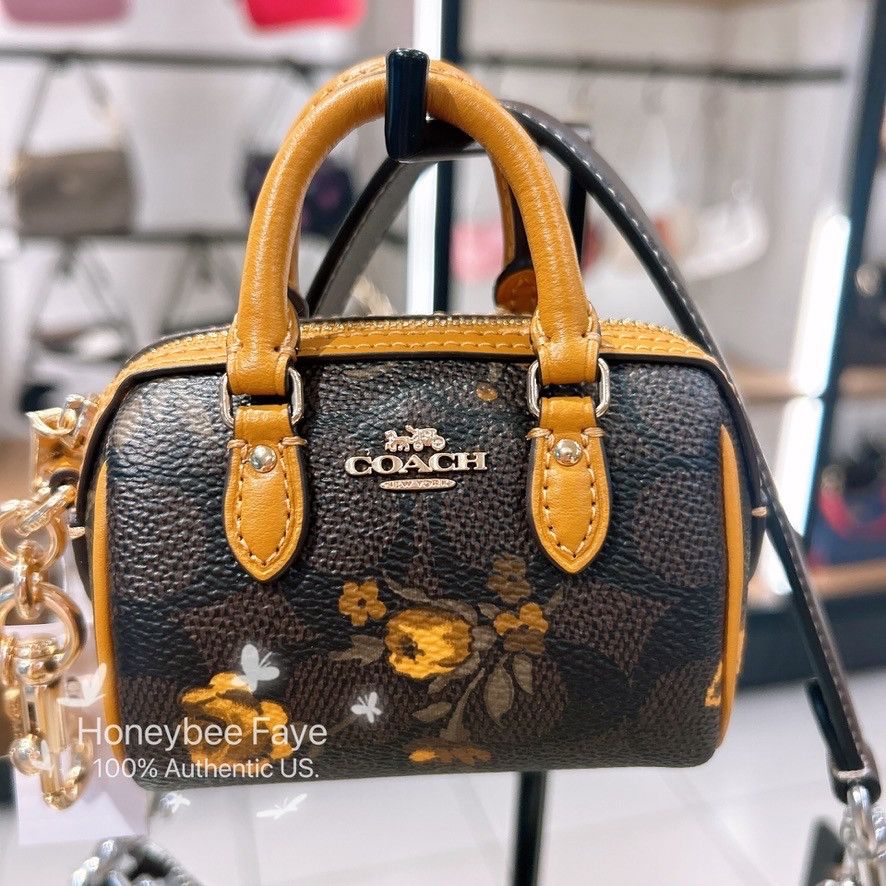 Coach Mini Rowan Bag Charm In Signature Canvas With Floral Size ONE SIZE - 4 Thumbnail