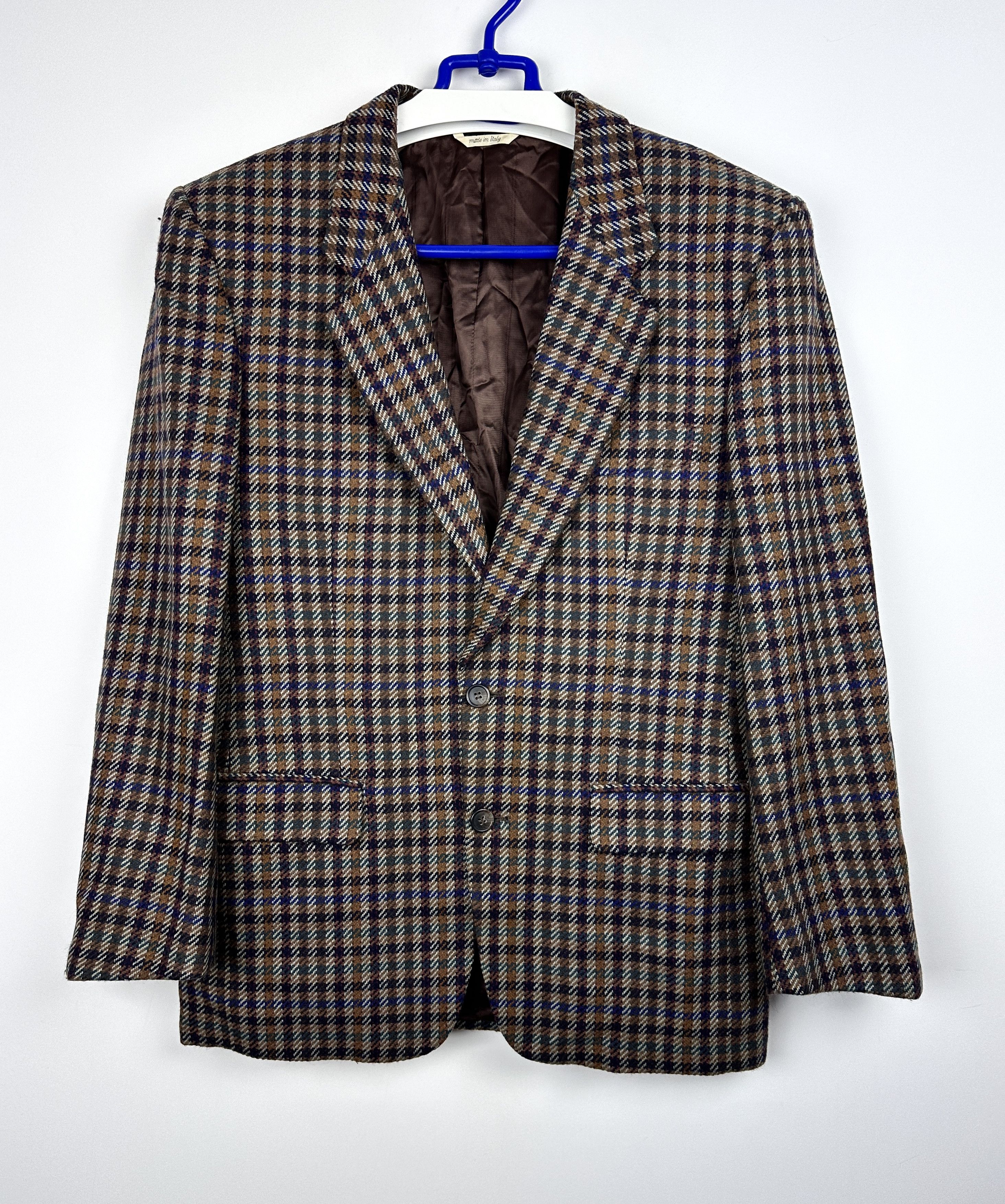 Vintage Made in Italy men cashemere blazer jacket TWEED L Size 50R - 1 Thumbnail