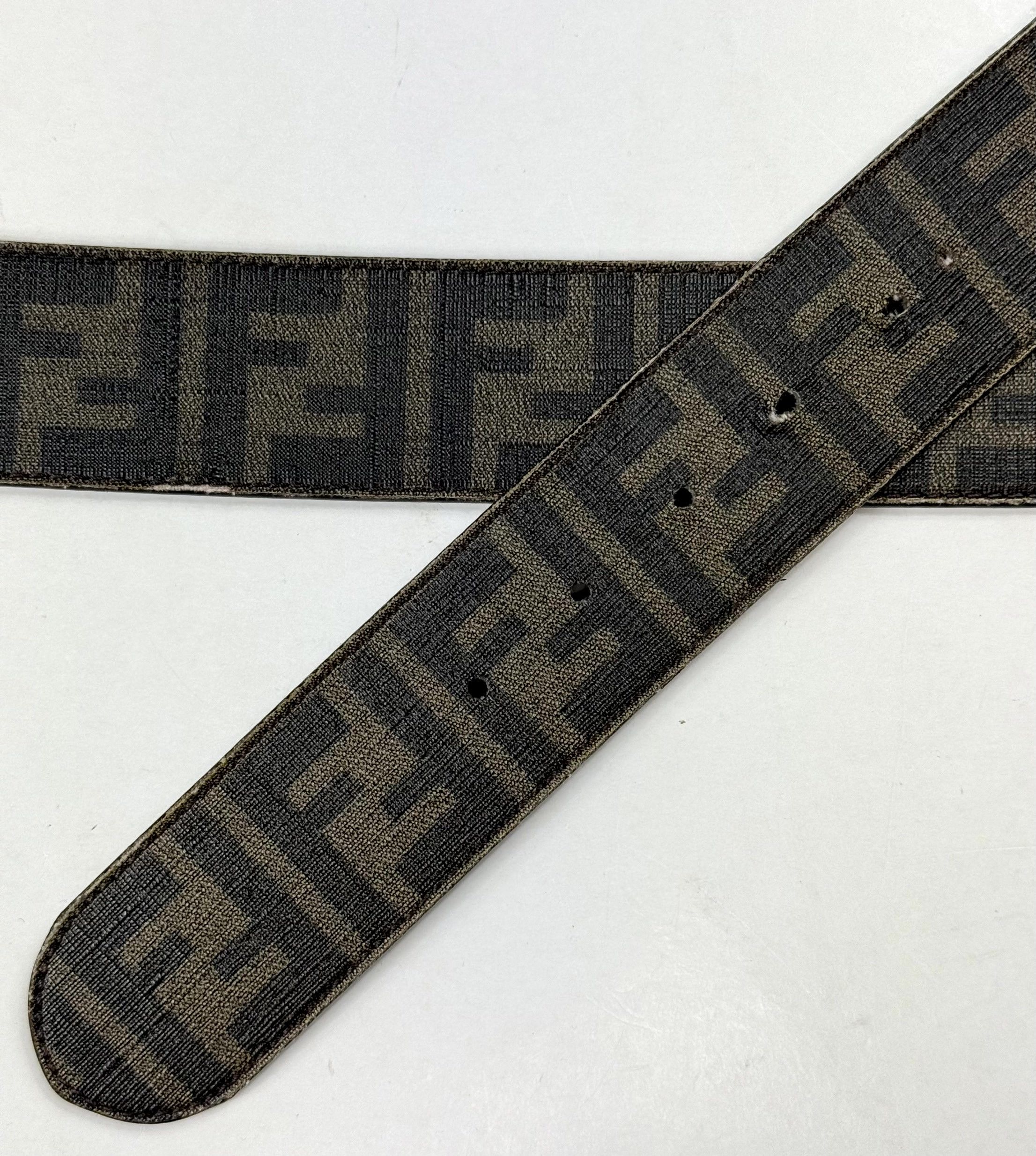 Fendi Fendi Brown Monogram Zucca FF Logo Leather Belt Size 95/38 Size ONE SIZE - 5 Thumbnail