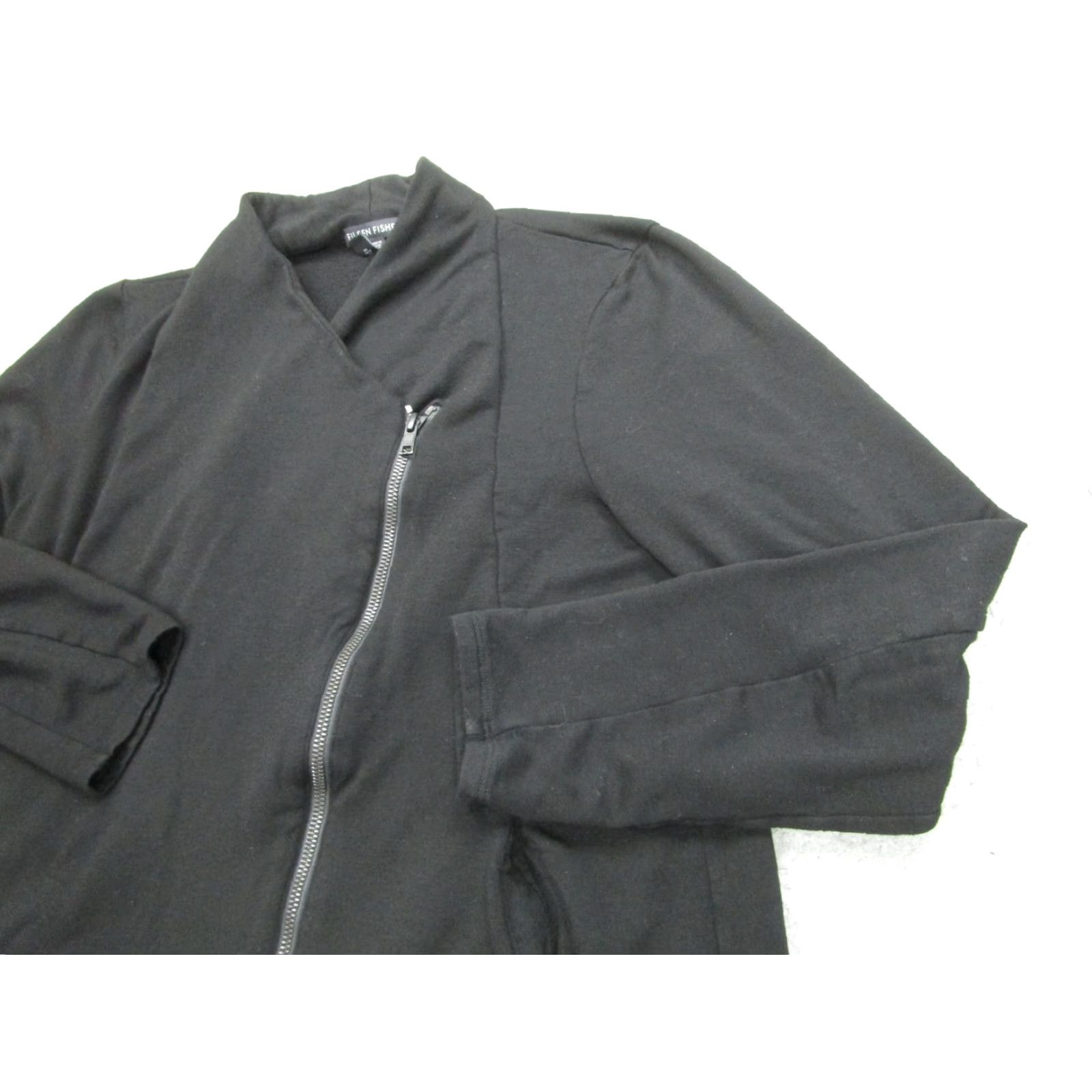 Eileen Fisher Eileen Fisher Jacket Womens Medium Black Stretch Asym Zip Front Moto Collar Size M / US 6-8 / IT 42-44 - 3 Thumbnail