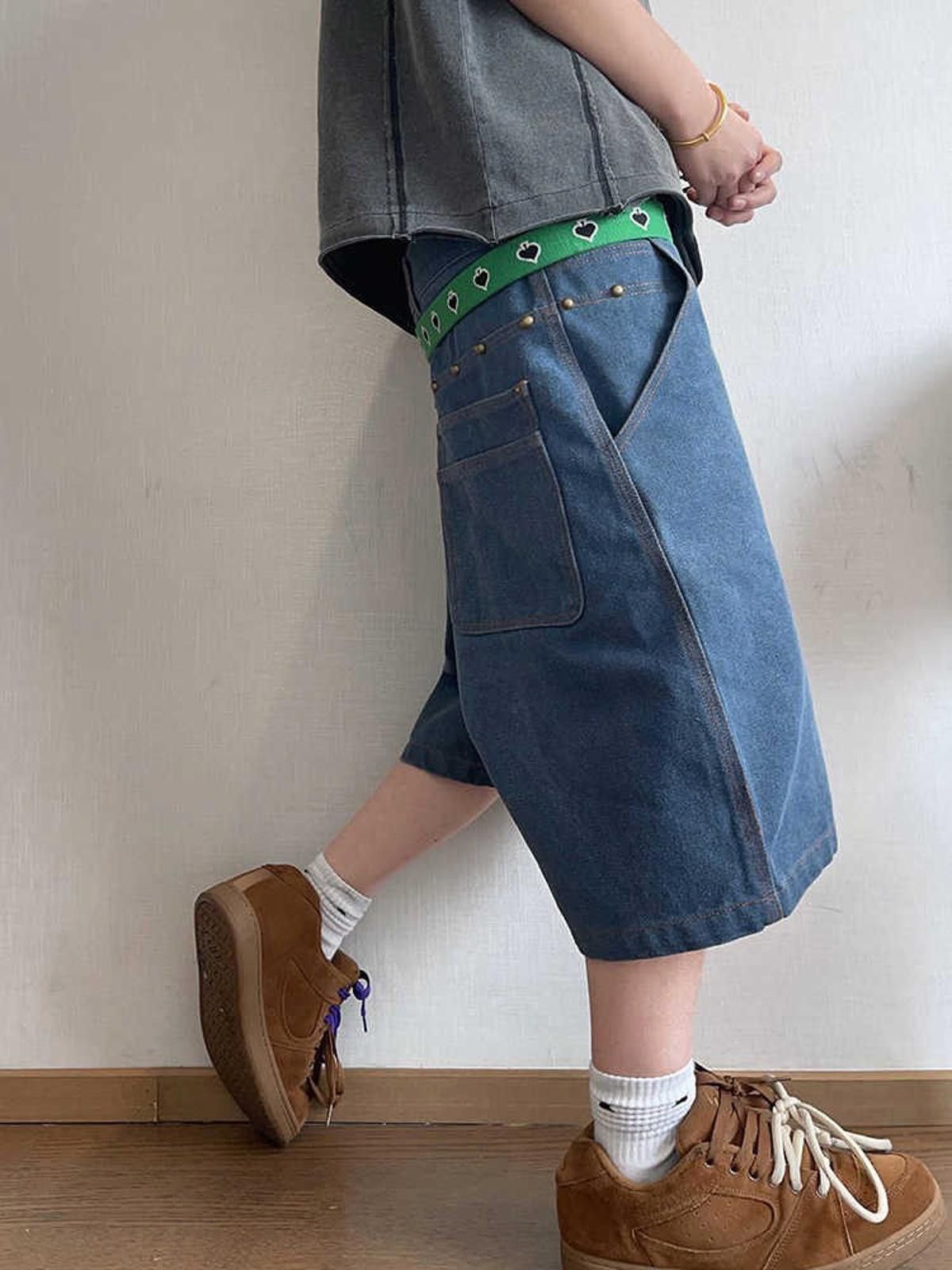 Vintage boho baggy women's jean shorts