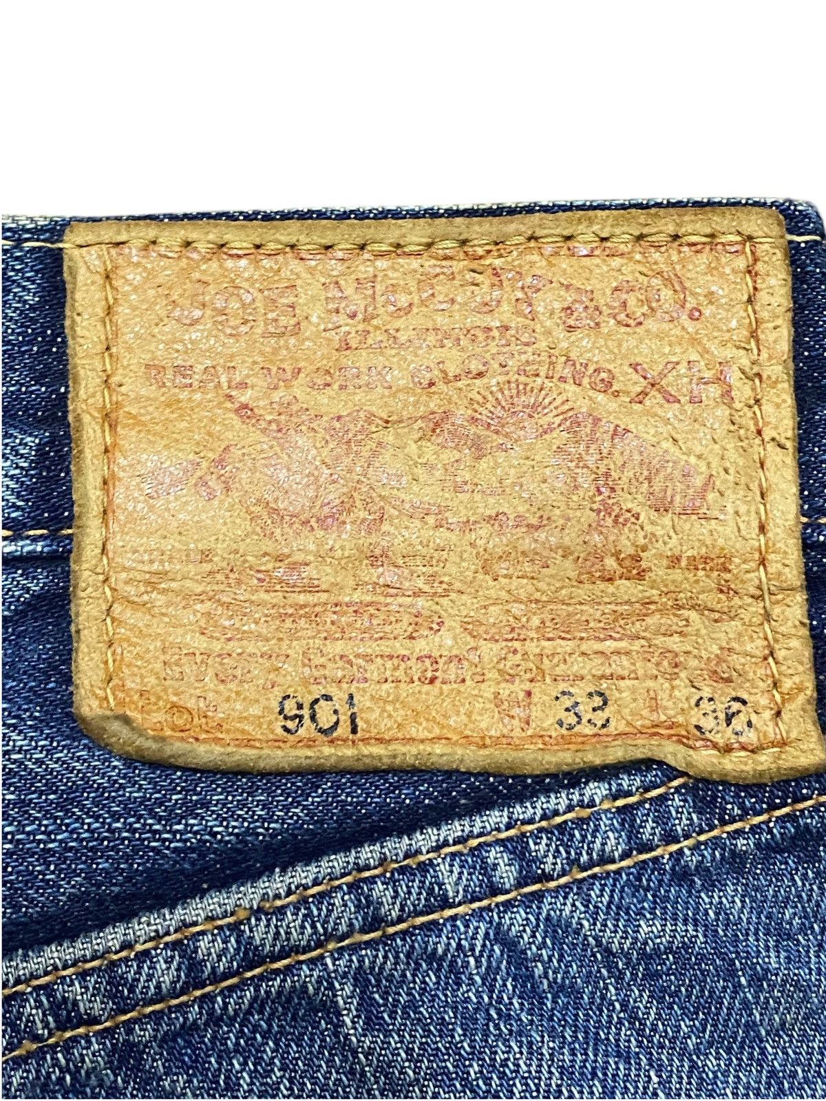 The Real McCoy's Vintage Joe Mccoy Mud Wash Selvedge Distressed Baggy Jeans Size US 33 - 21 Thumbnail
