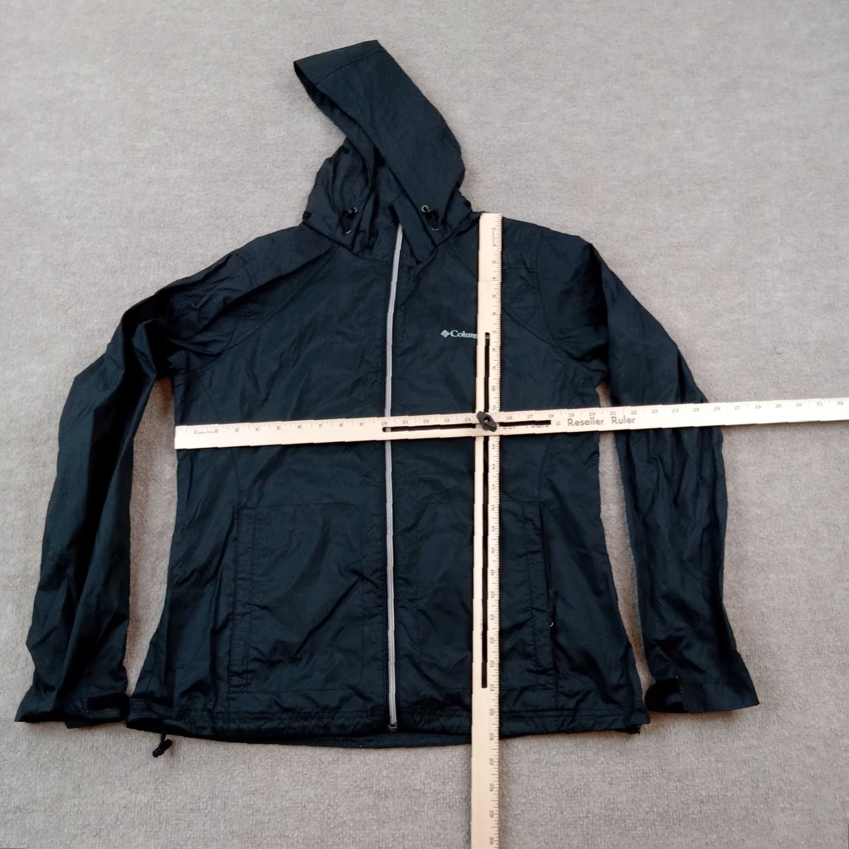 Vintage Columbia Windbreaker Jacket Women Large Black Hooded Full Zip Pocket Lightweight Size L / US 10 / IT 46 - 2 Thumbnail