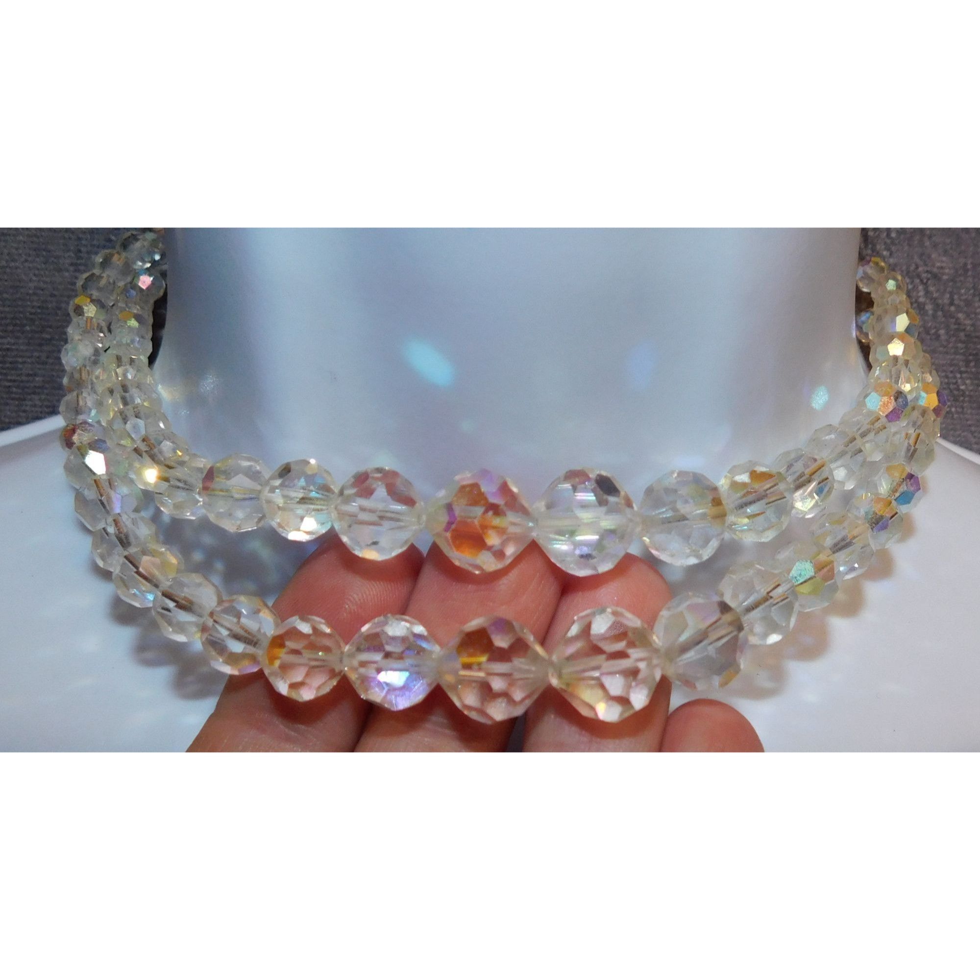 Other Vintage Aurora Borealis Crystal Beaded Double Strand Necklac Size ONE SIZE - 2 Thumbnail
