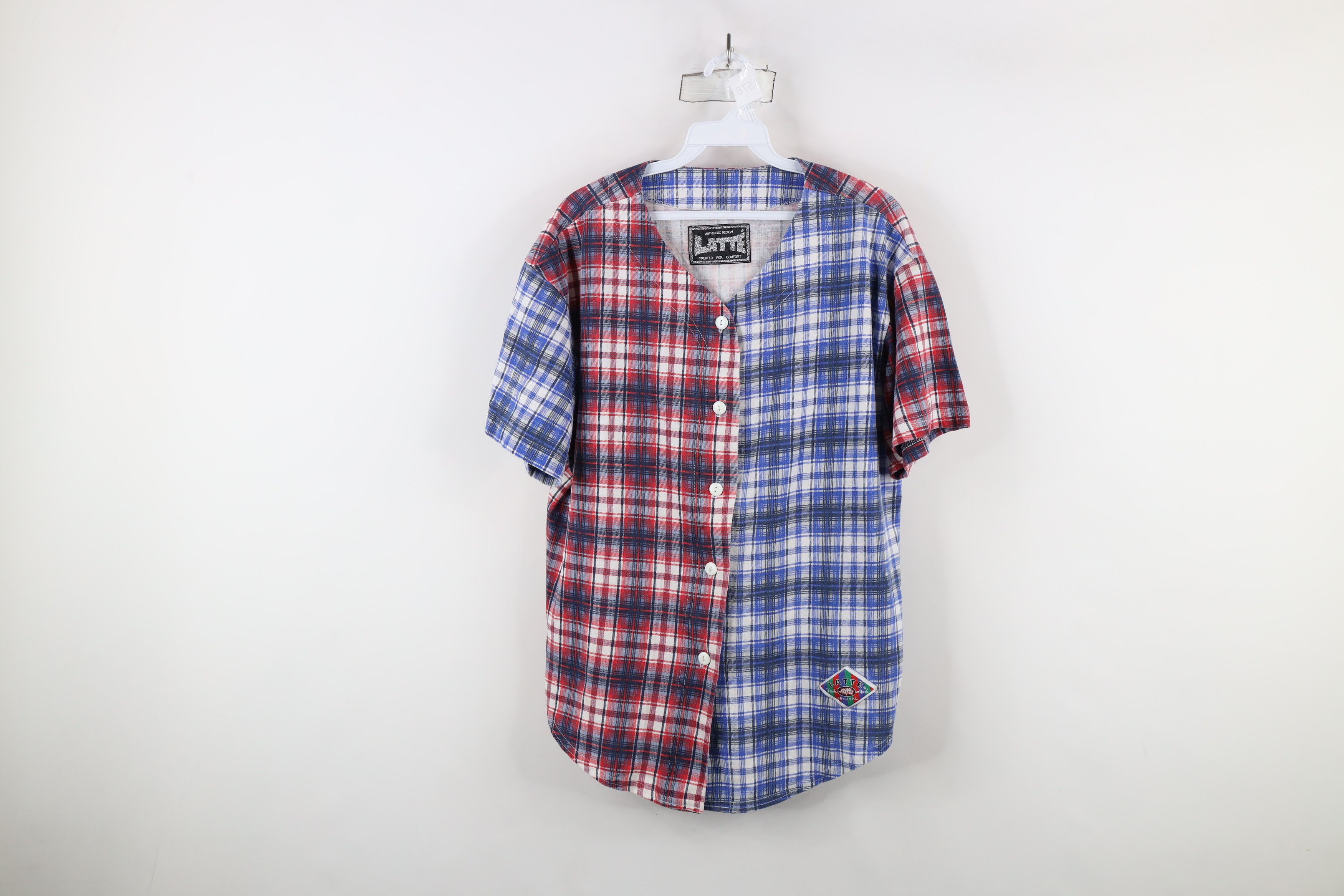 Vintage Vintage 90s Streetwear Block Flannel Baseball Jersey Plaid Size XL / US 12-14 / IT 48-50 - 1 Thumbnail