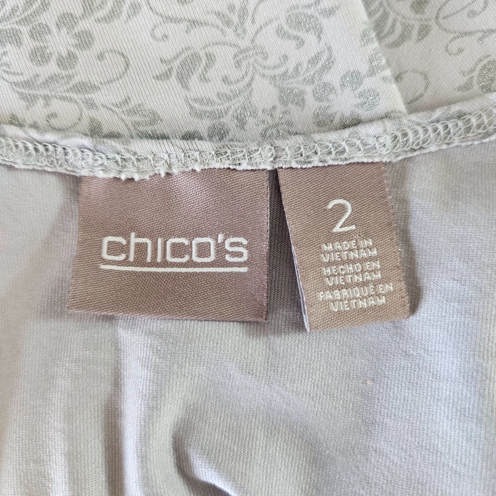 Vintage Chicos Womens Tank Top Sz Large Gray Silver Damask Print Scoop Neck Shirt Women L Tank]] Size L / US 10 / IT 46 - 5 Thumbnail