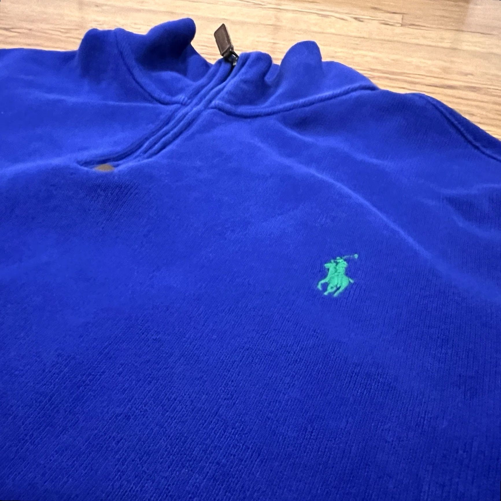 Polo Ralph Lauren Polo Ralph Lauren Sweater Mens XL Blue 1/4 Zip Mock Neck Pullover Pima Cotton Knit Logo Classic Sports Golf casual Size US XL / EU 56 / 4 - 2 Thumbnail