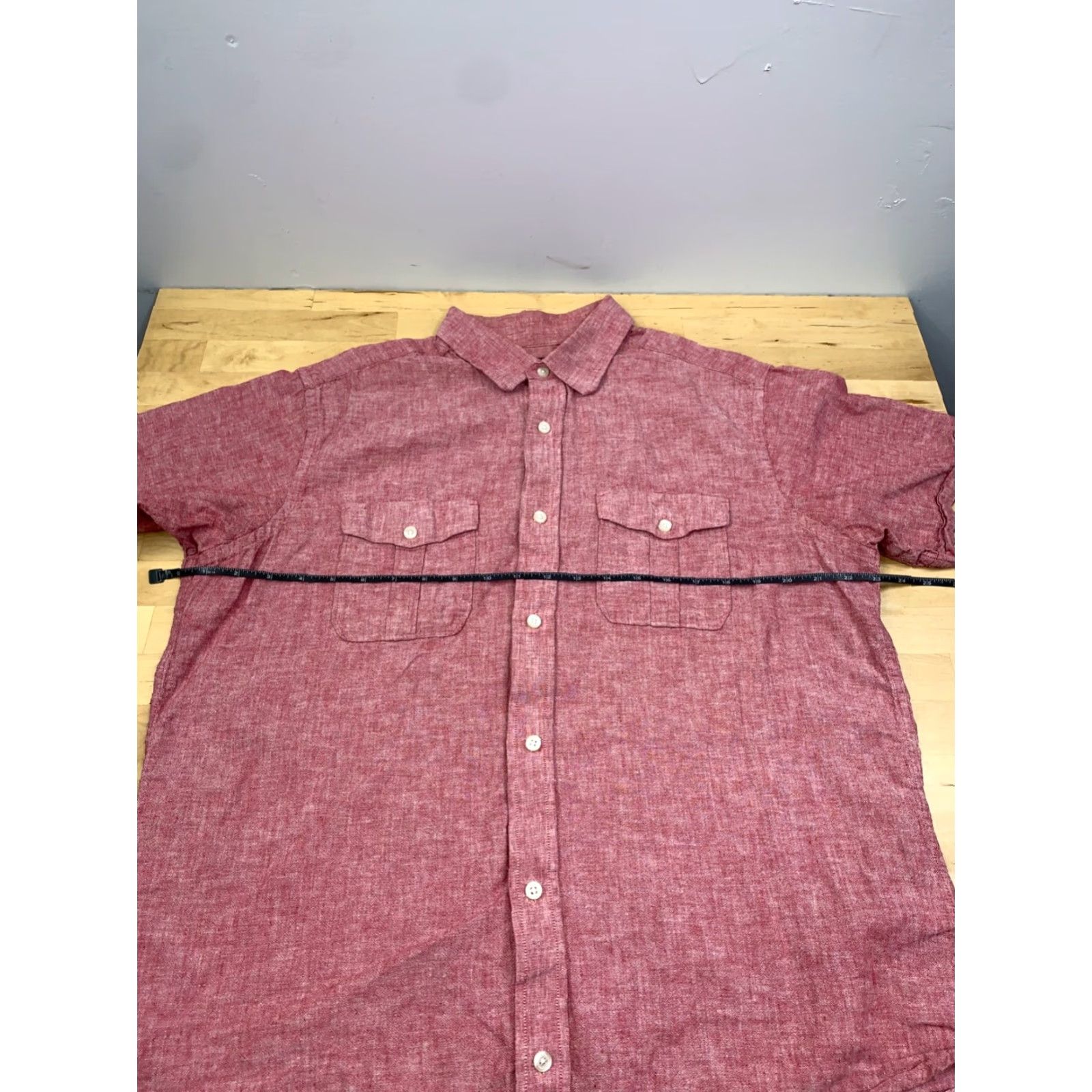 Banana Republic Banana Republic Button-Up Shirt Mens L Red Linen Blend Casual Short Sleeve #9470 Size US L / EU 52-54 / 3 - 4 Thumbnail
