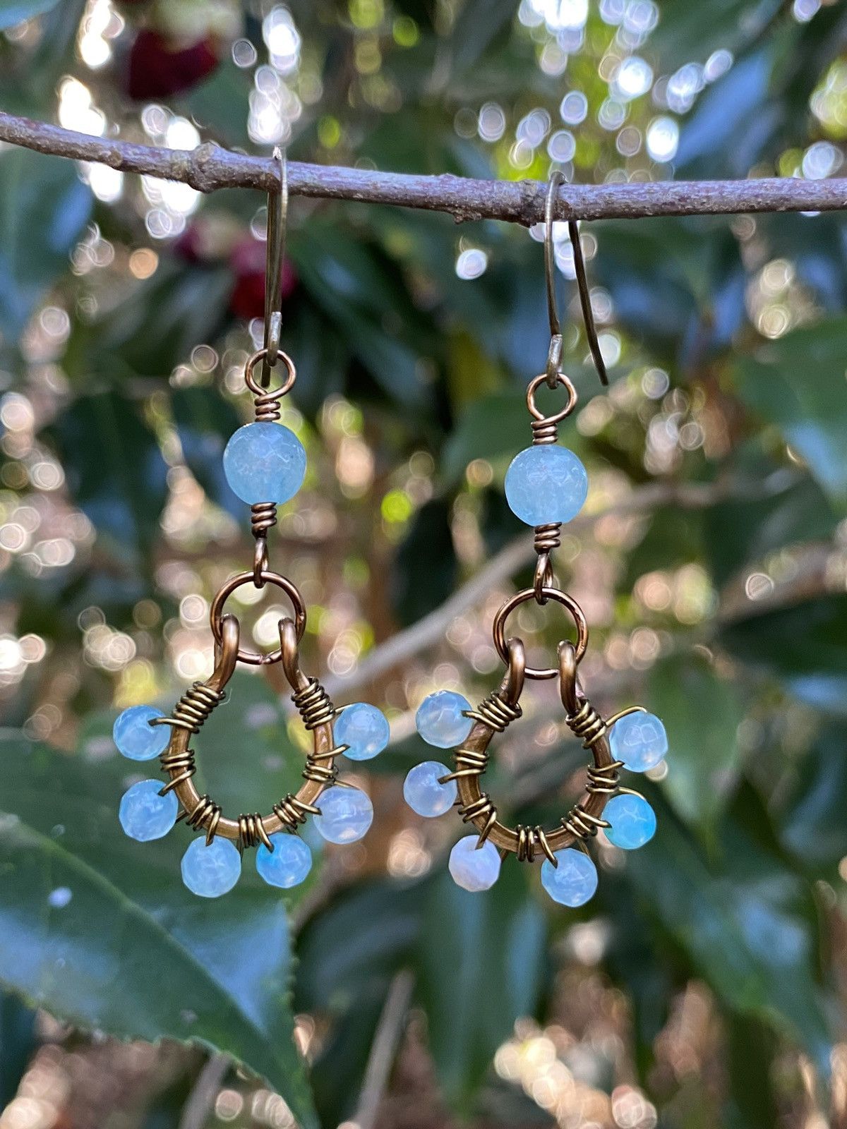 Handmade Agate Hoop Earrings Size ONE SIZE - 1 Thumbnail