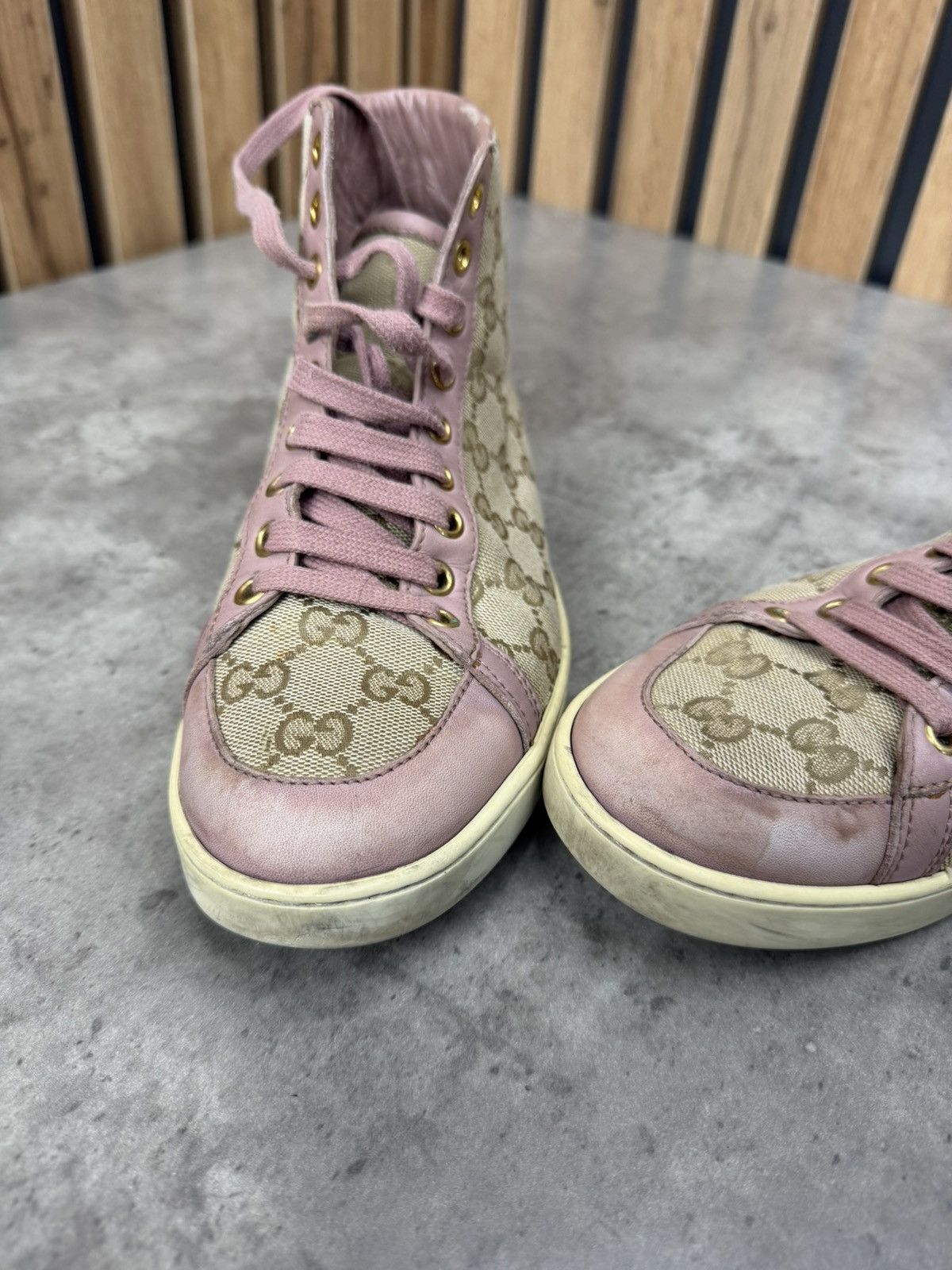 Gucci Gucci GG Monogram High Top Sneakers Pink Canvas Women Size US 8 / IT 38 - 16 Thumbnail