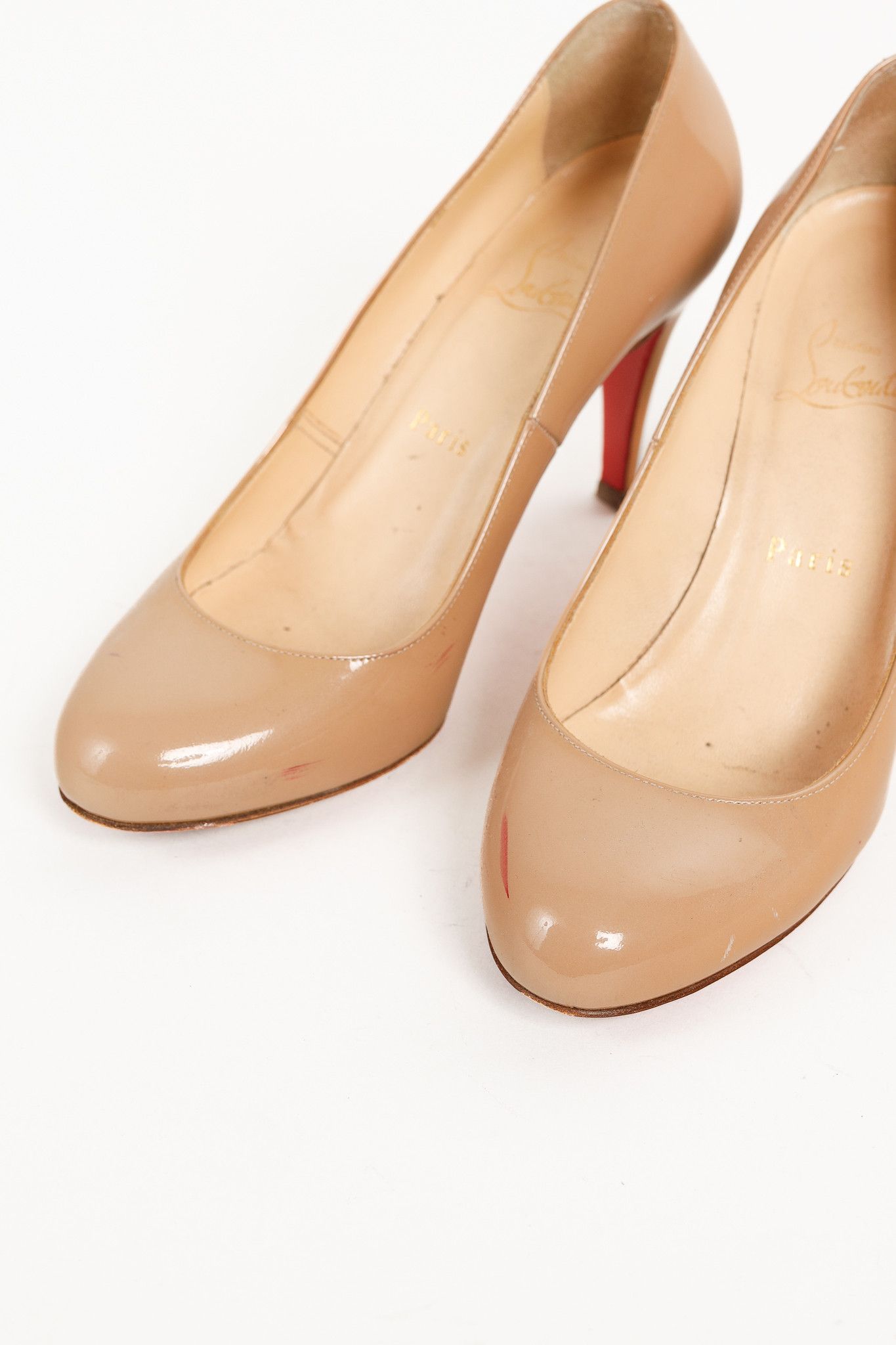 Christian Louboutin Christian Louboutin Pumppie 85 Beige Patent Leather Pumps Size US 7.5 / IT 37.5 - 6 Thumbnail