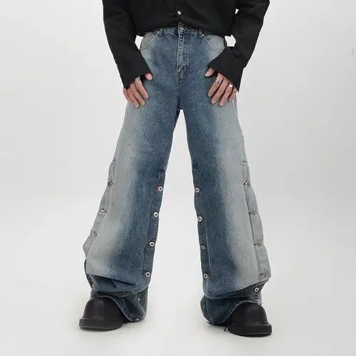 Japanese Brand × Vintage Button design wide leg loose jeans trousers y2k Size US 32 / EU 48 - 4 Thumbnail